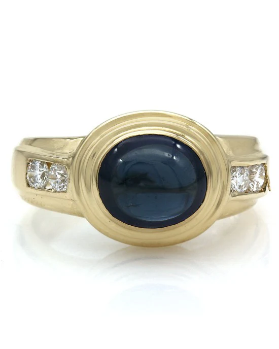 Sapphire Cabo and Diamond Ring in Yellow Gold - Image 2