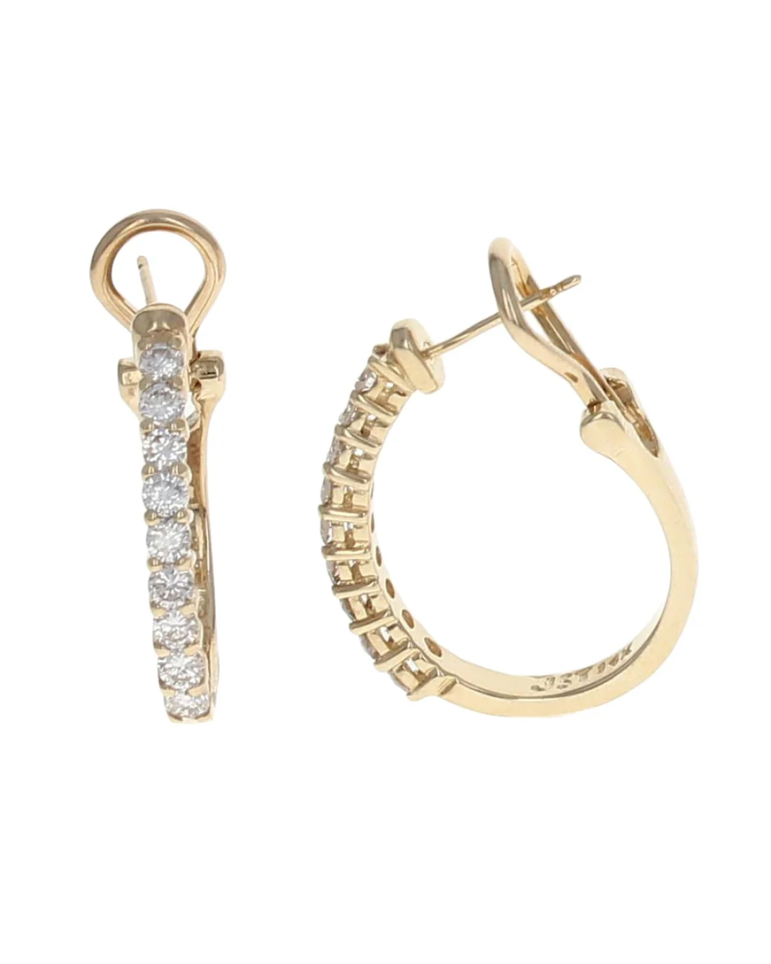Shared Prong Diamond Oval Earrings - Image 2