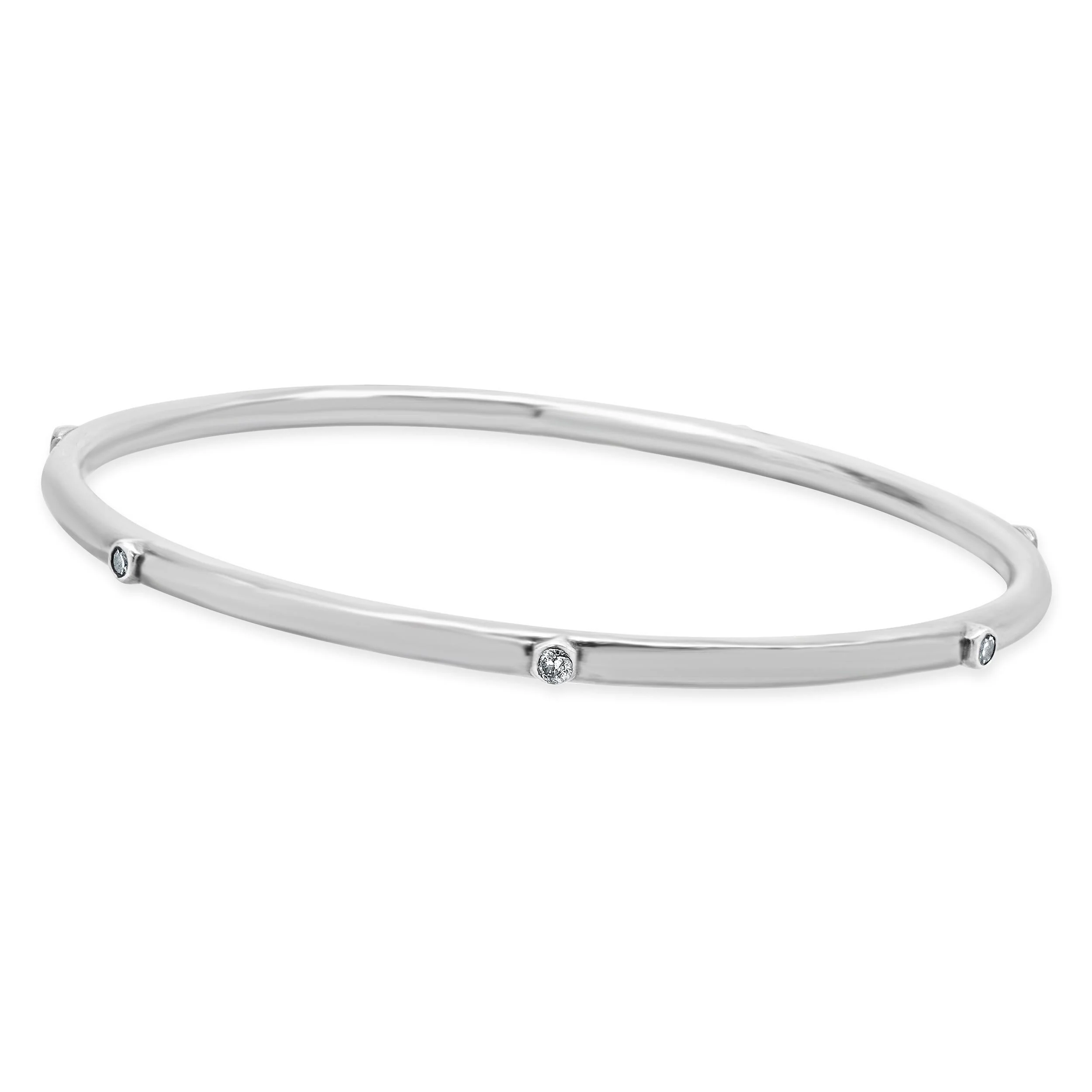 Sheryl Lowe Sterling Silver Bezel Set Diamond Bangle Bracelet - Image 2