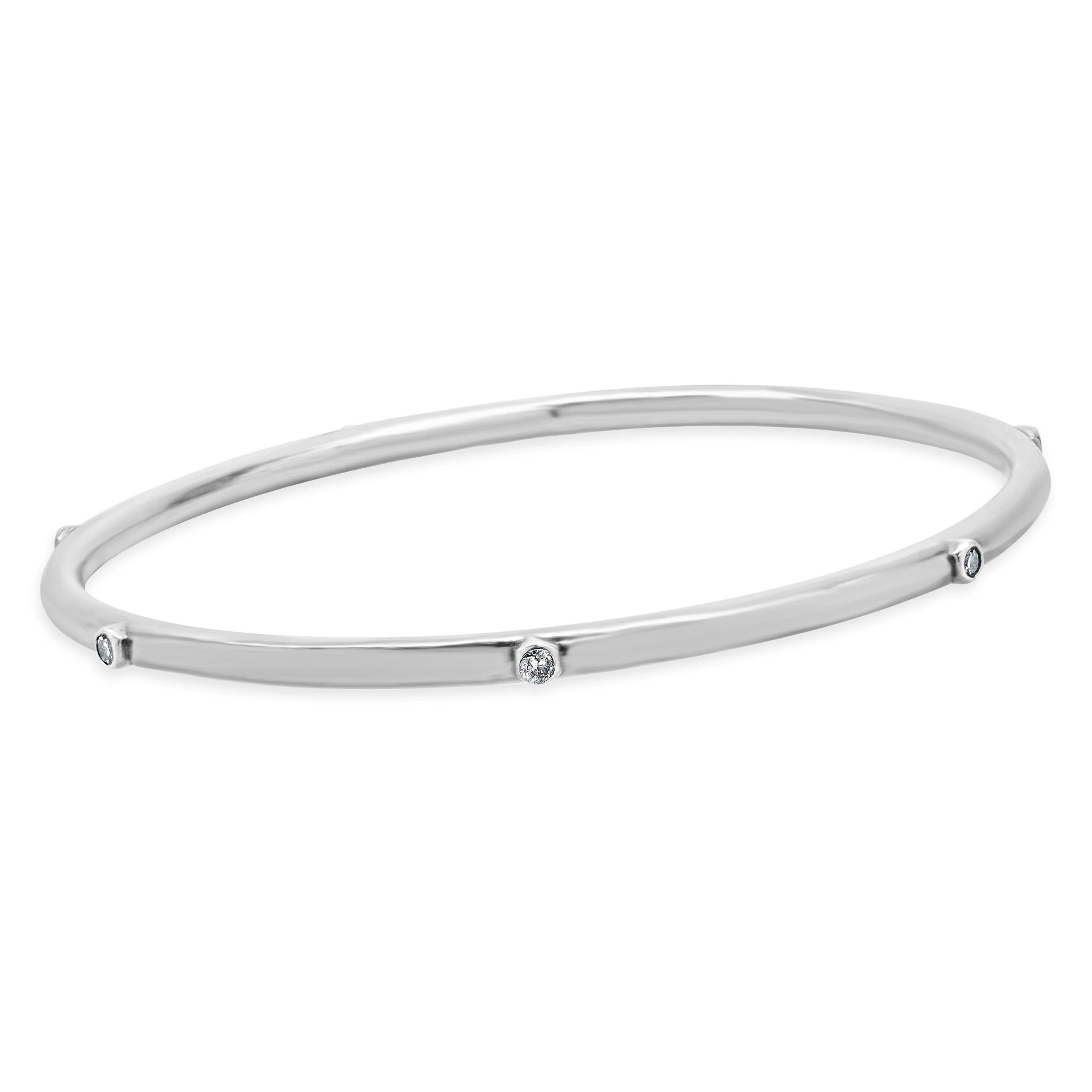 Sheryl Lowe Sterling Silver Bezel Set Diamond Bangle Bracelet - Image 3