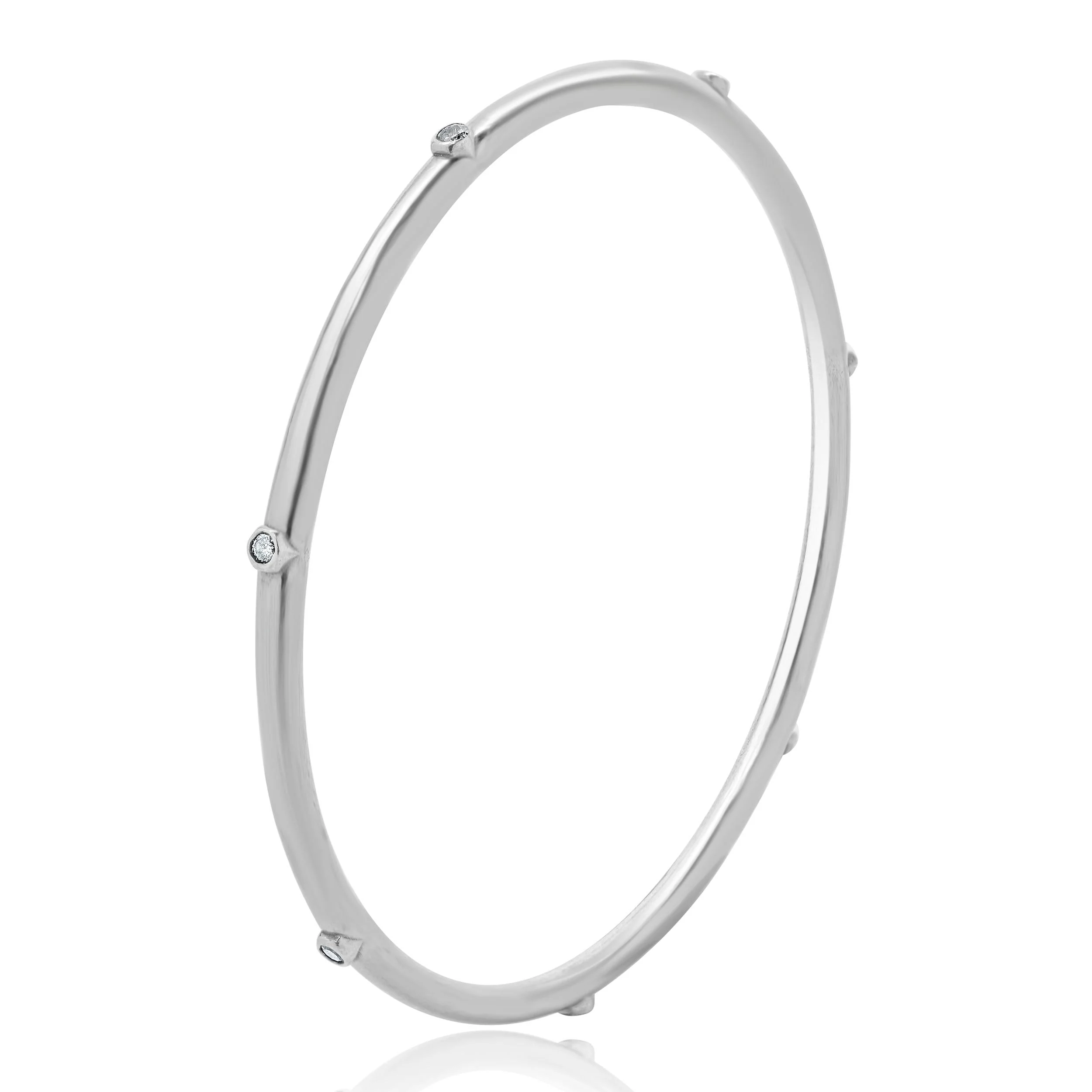 Sheryl Lowe Sterling Silver Bezel Set Diamond Bangle Bracelet - Image 4