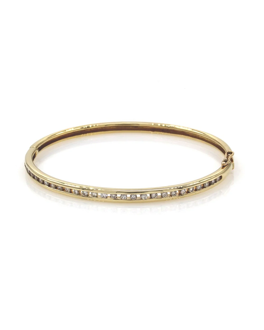 Single Row Diamond Hinged Bangle Bracelet - Image 2