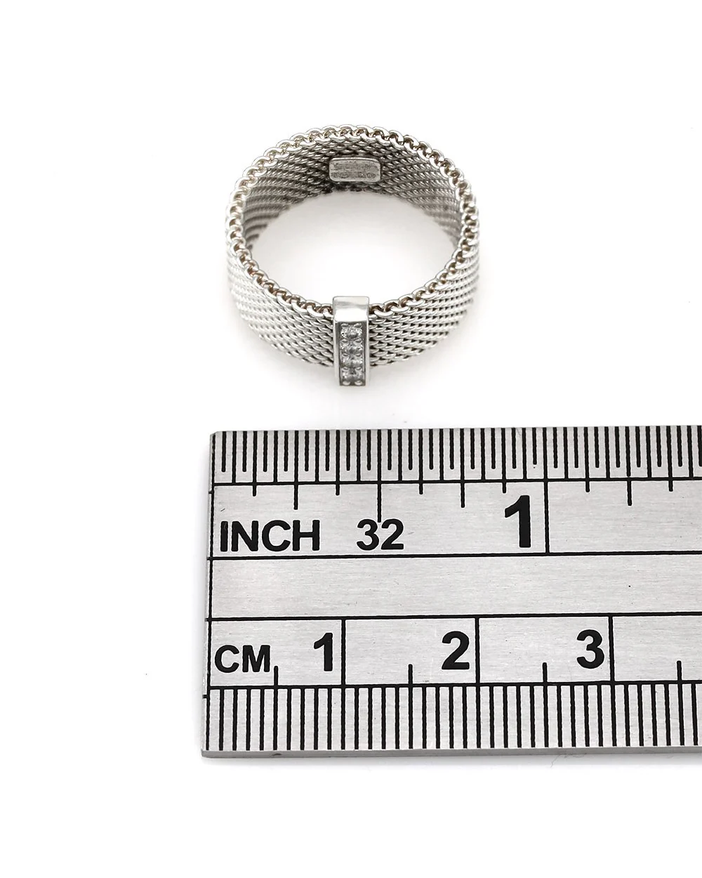 Sommerset Mesh Ring with Diamond Accents in Sterling Silver - Image 3