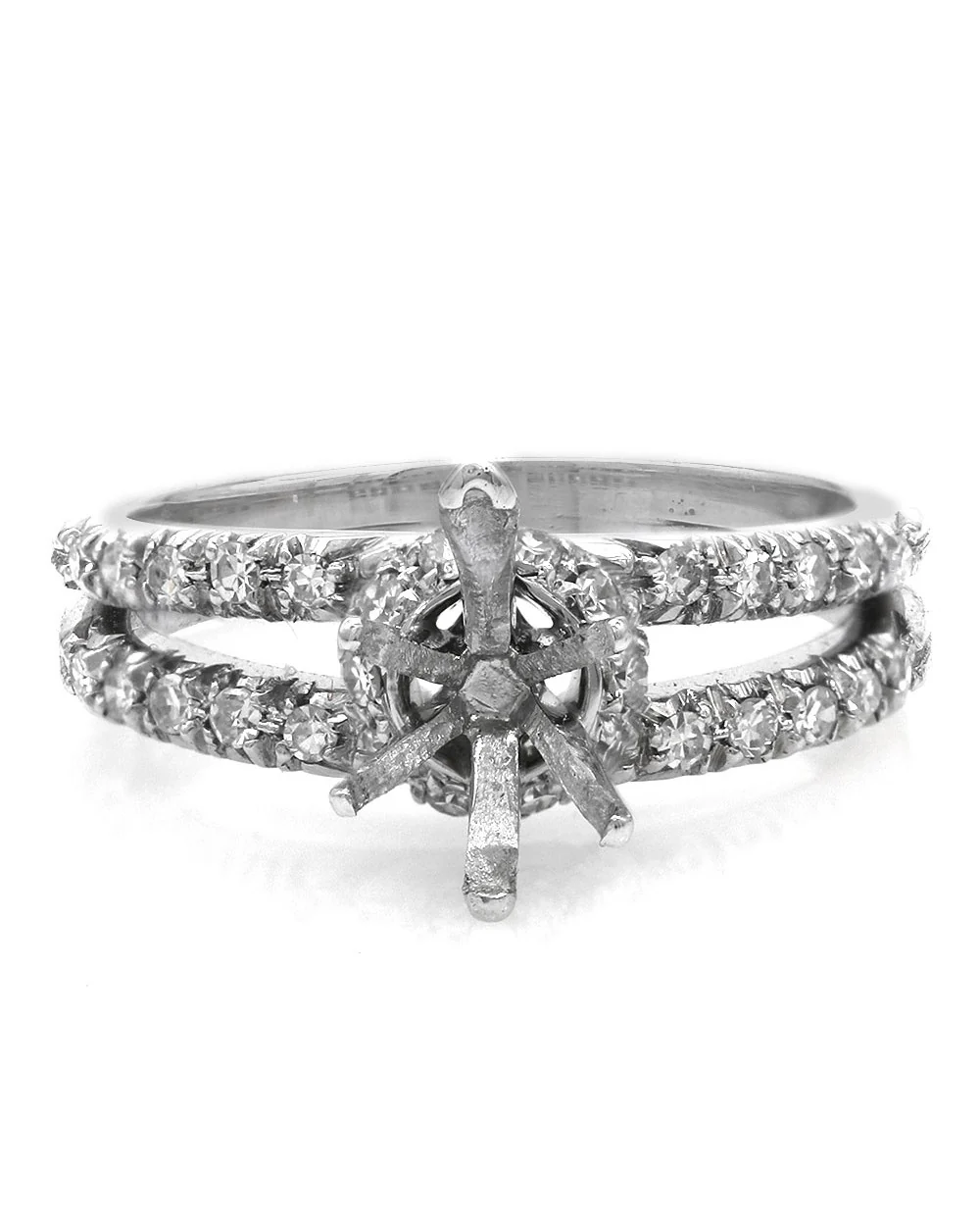Split Shank Diamond Semi Mount in Platinum - Image 2