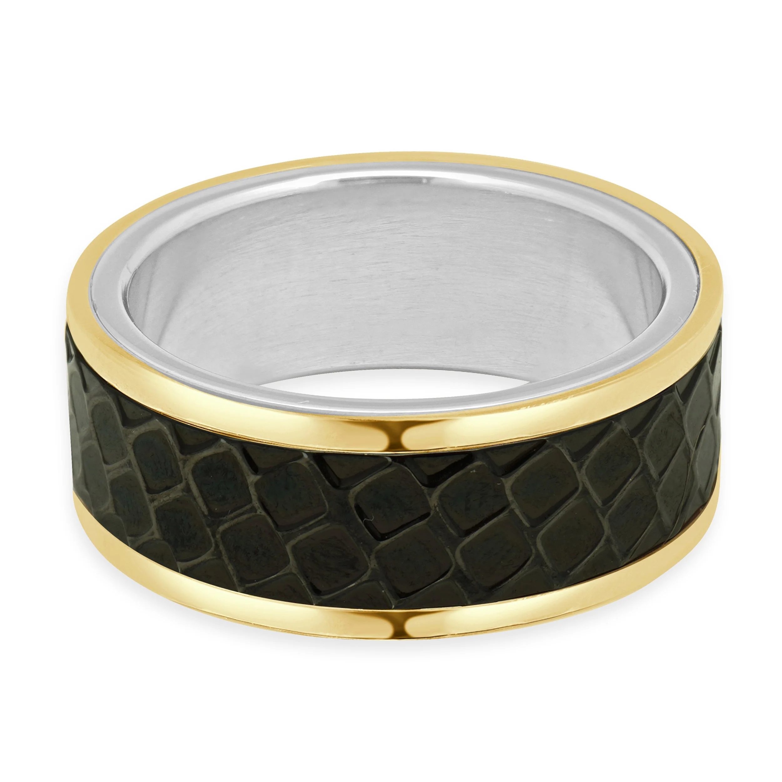 Stainless Steel Rose Plated Patterned Ring