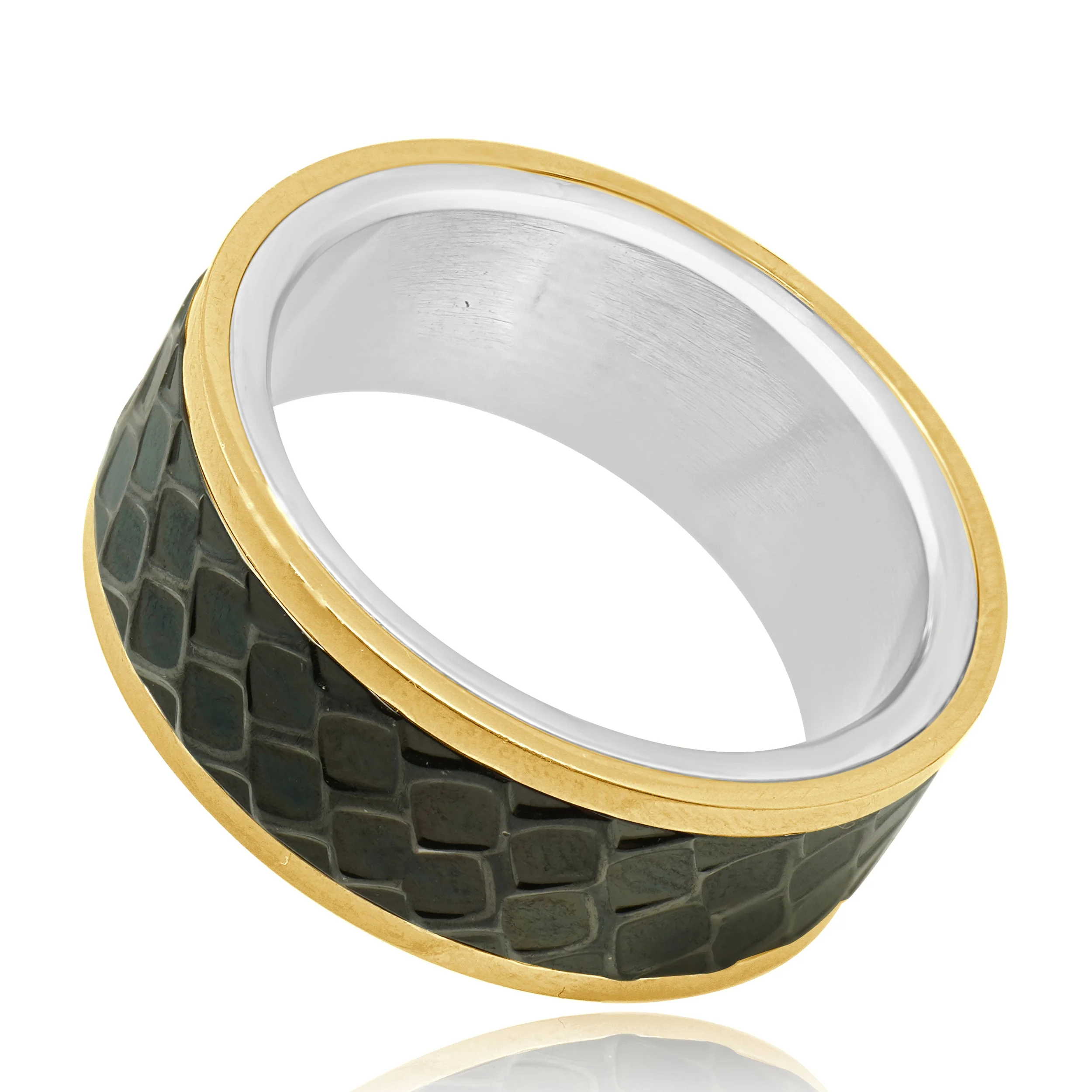 Stainless Steel Rose Plated Patterned Ring - Image 2