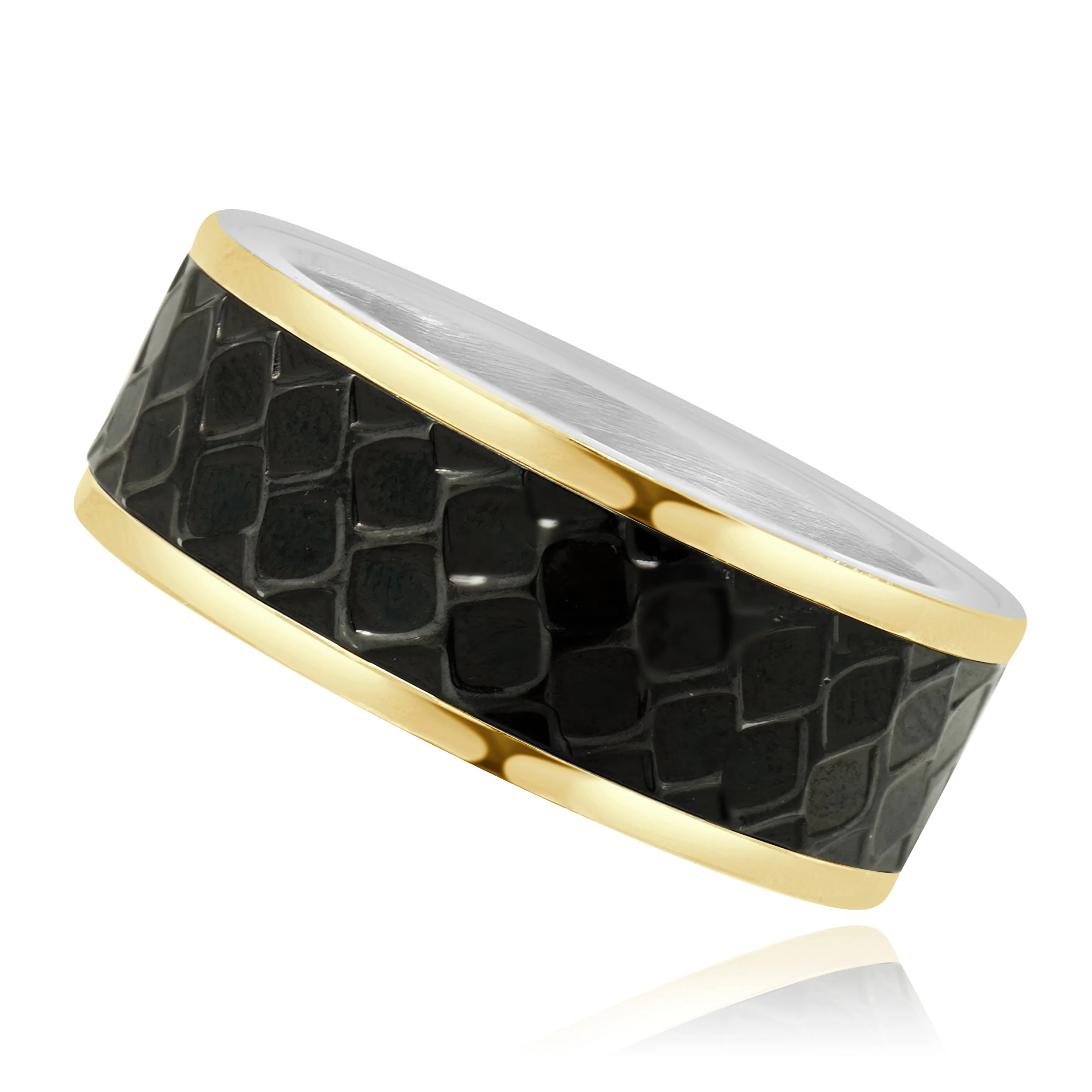 Stainless Steel Rose Plated Patterned Ring - Image 3