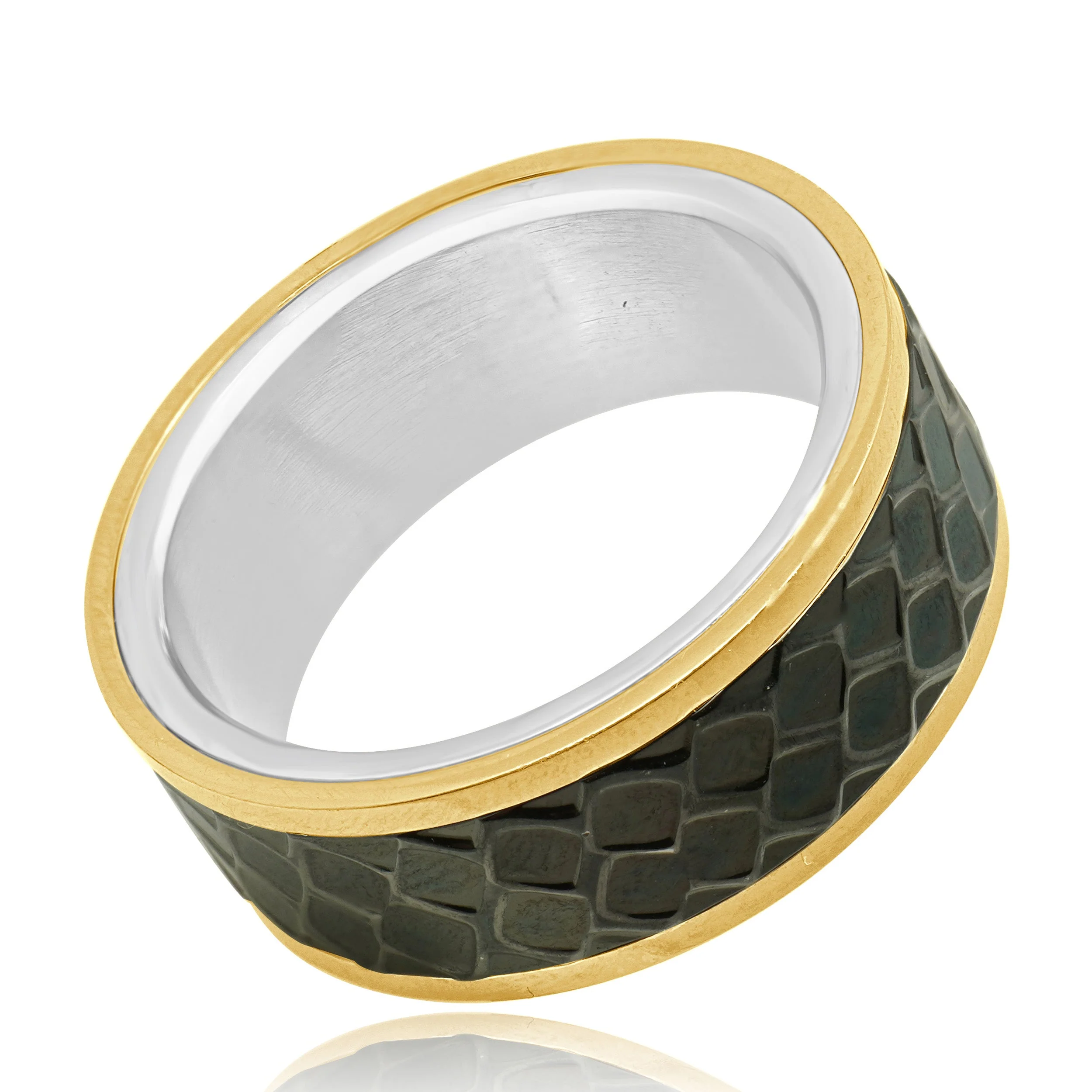 Stainless Steel Rose Plated Patterned Ring - Image 4