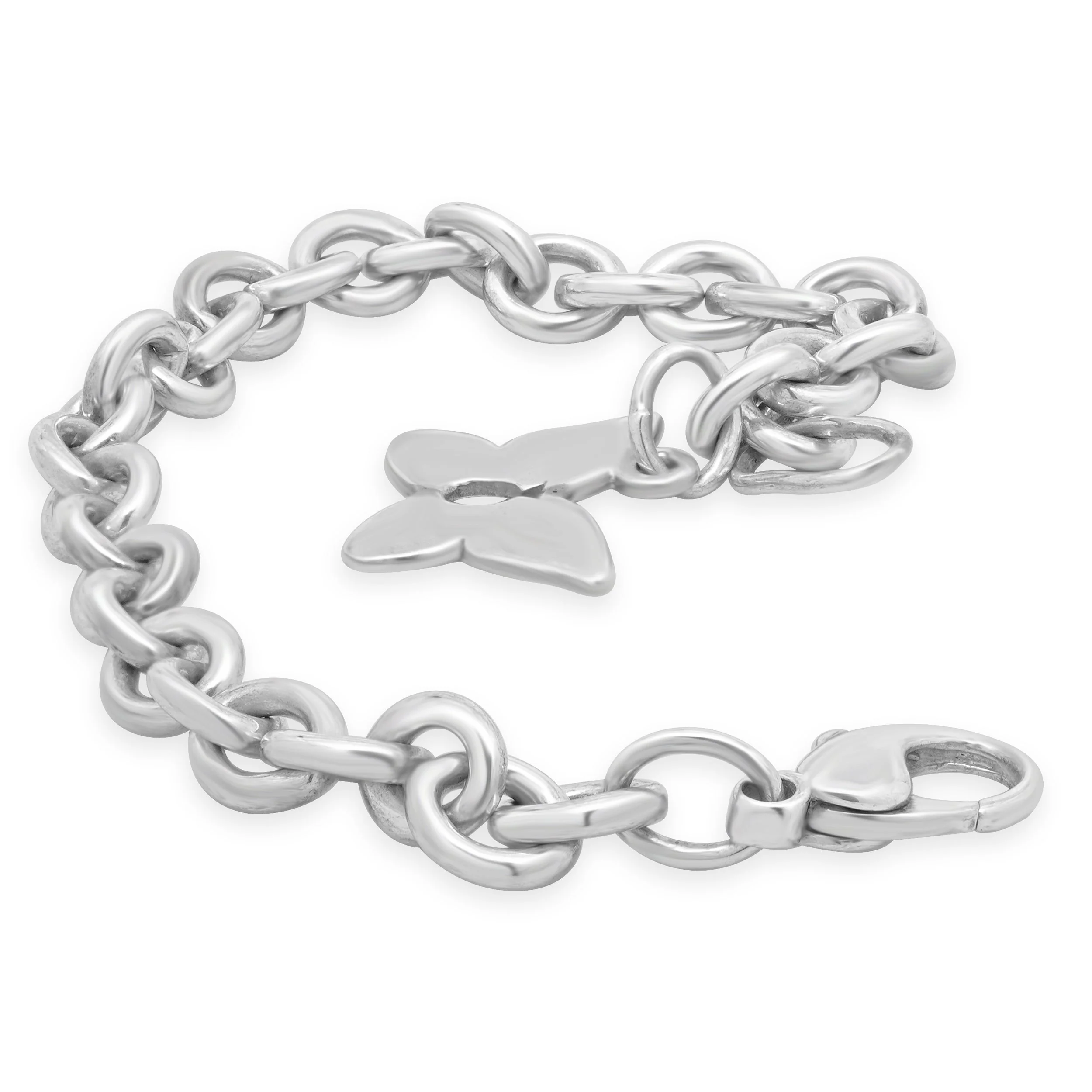 Sterling Silver Butterfly Charm Link Bracelet 7.5" - Image 4