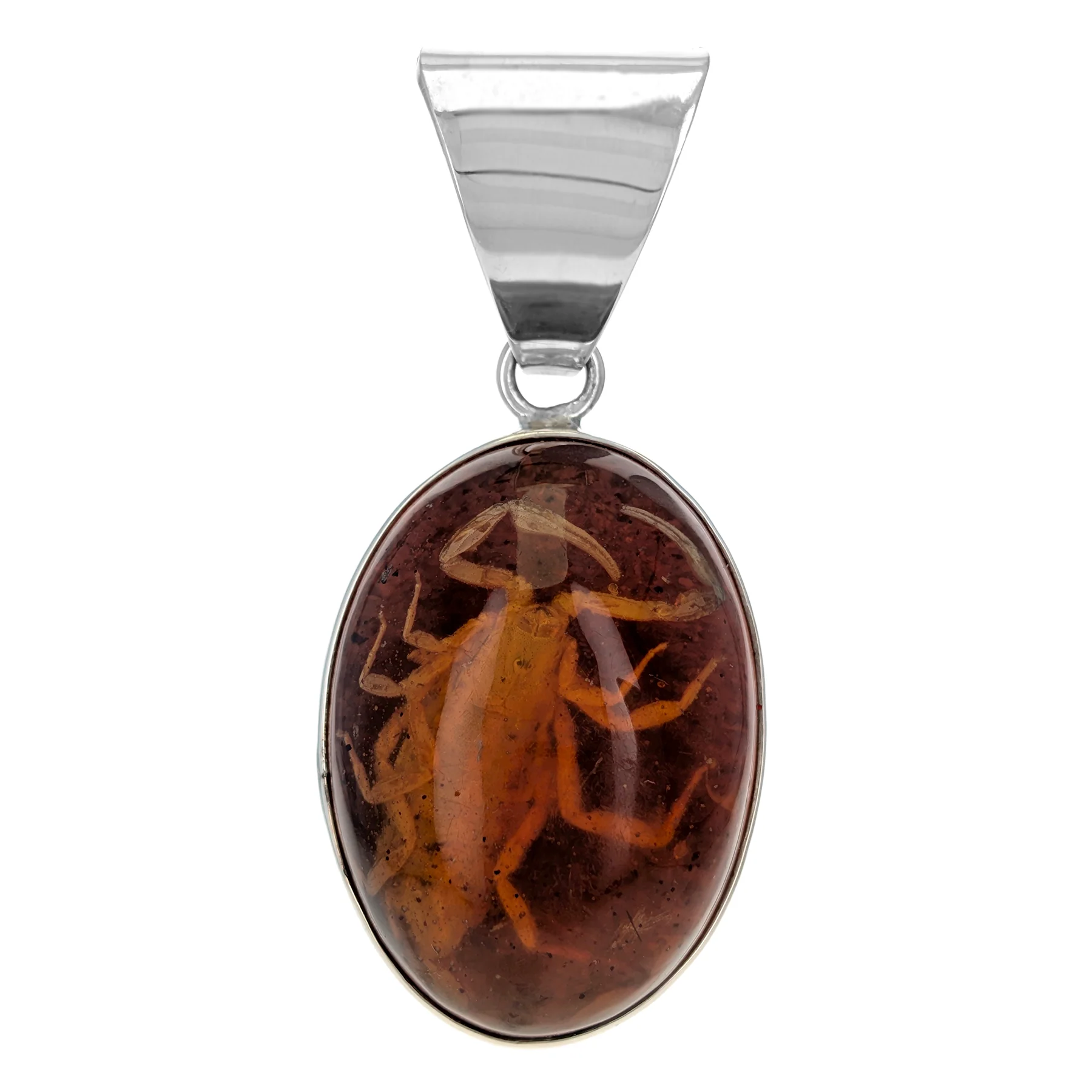 Sterling Silver Scorpion in Amber Resin Pendant