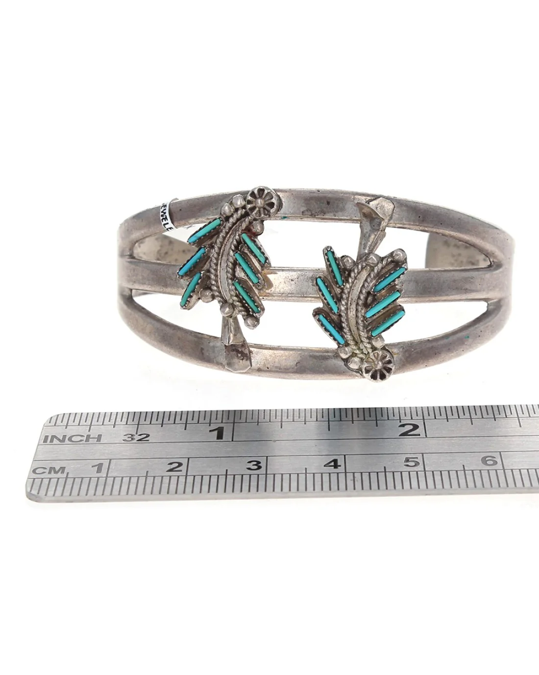 Zuni Sterling Silver & Turquoise Cuff Bracelet - Image 3