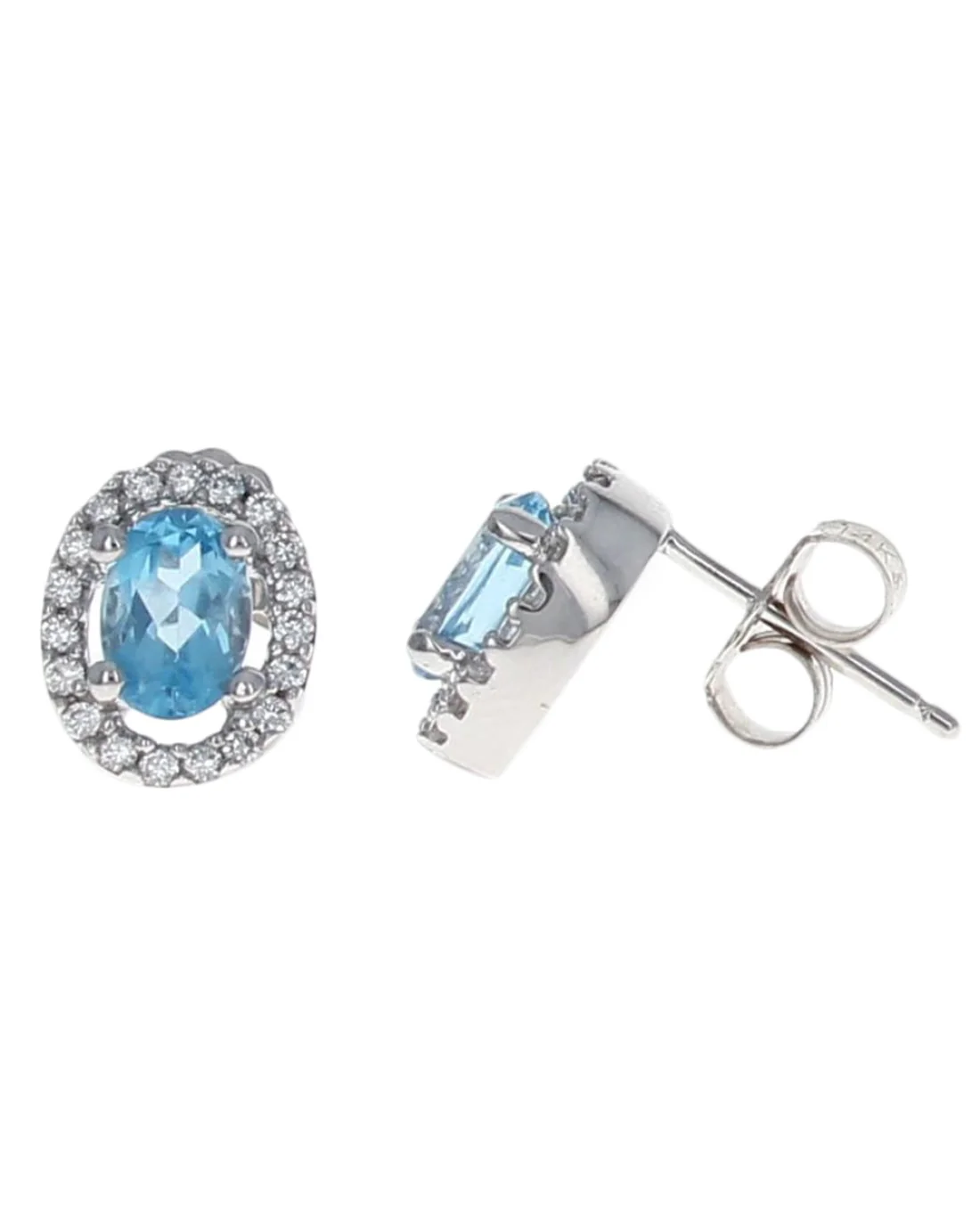 Swiss Blue Topaz and Diamond Halo Studs - Image 2