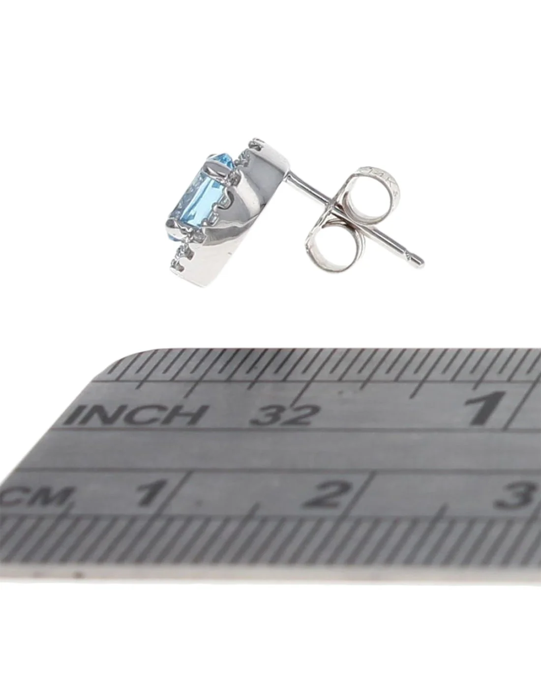 Swiss Blue Topaz and Diamond Halo Studs - Image 3