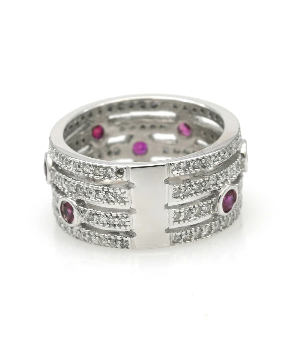 Synthetic Ruby and Diamond 4 Row Band - Image 3