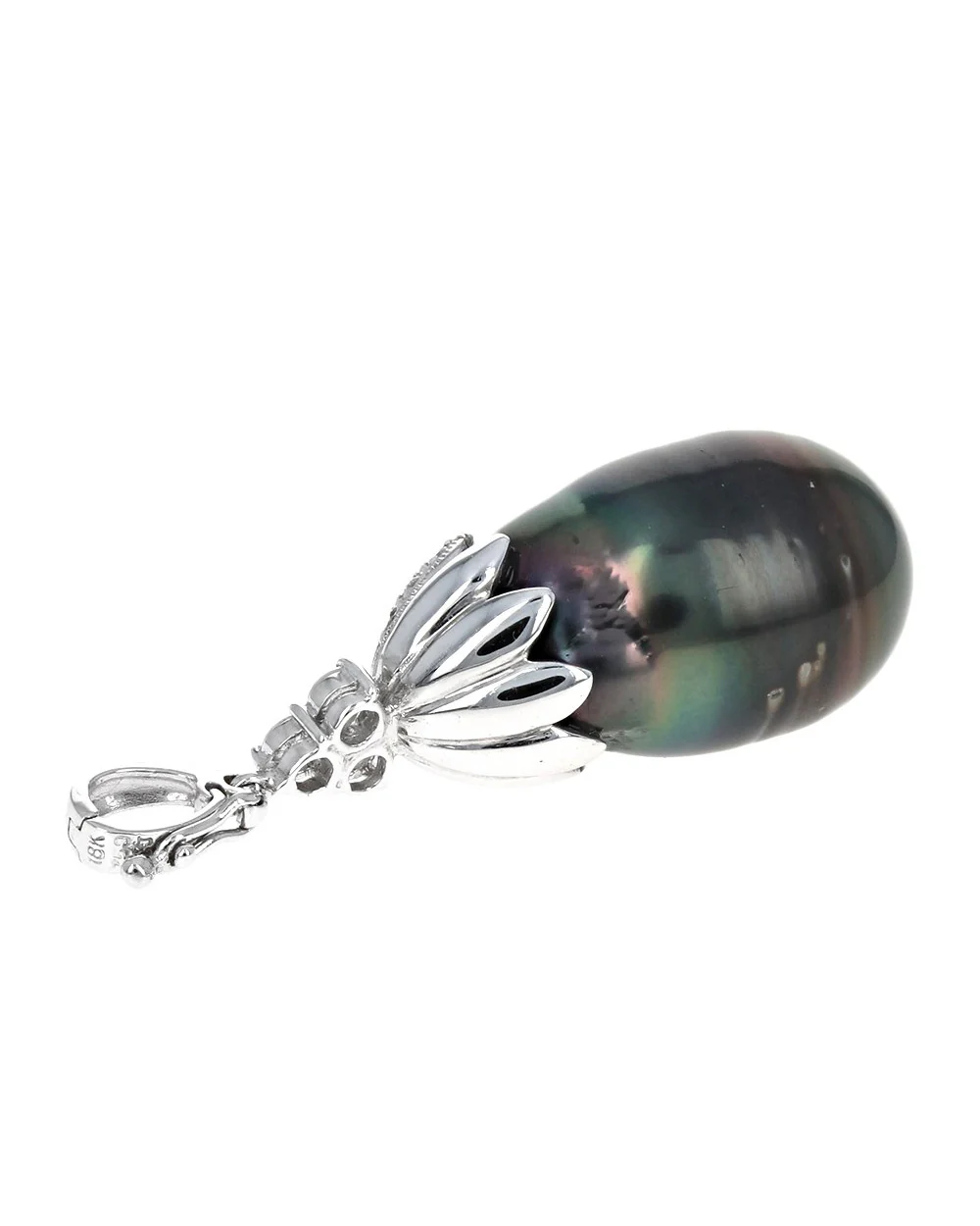 Tahitian Baroque Pearl and Diamond Enhancer Pendant - Image 2
