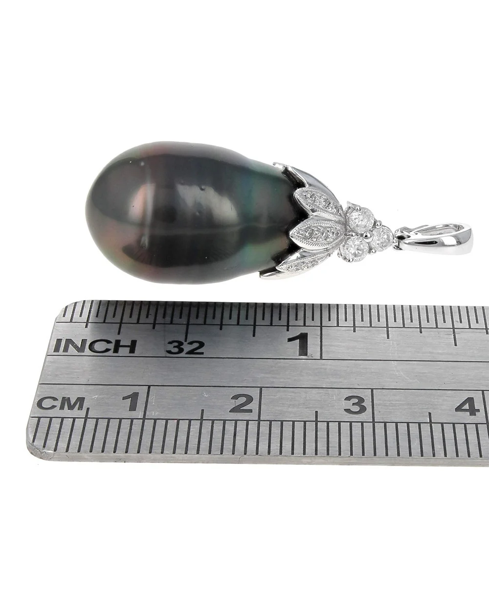Tahitian Baroque Pearl and Diamond Enhancer Pendant - Image 3