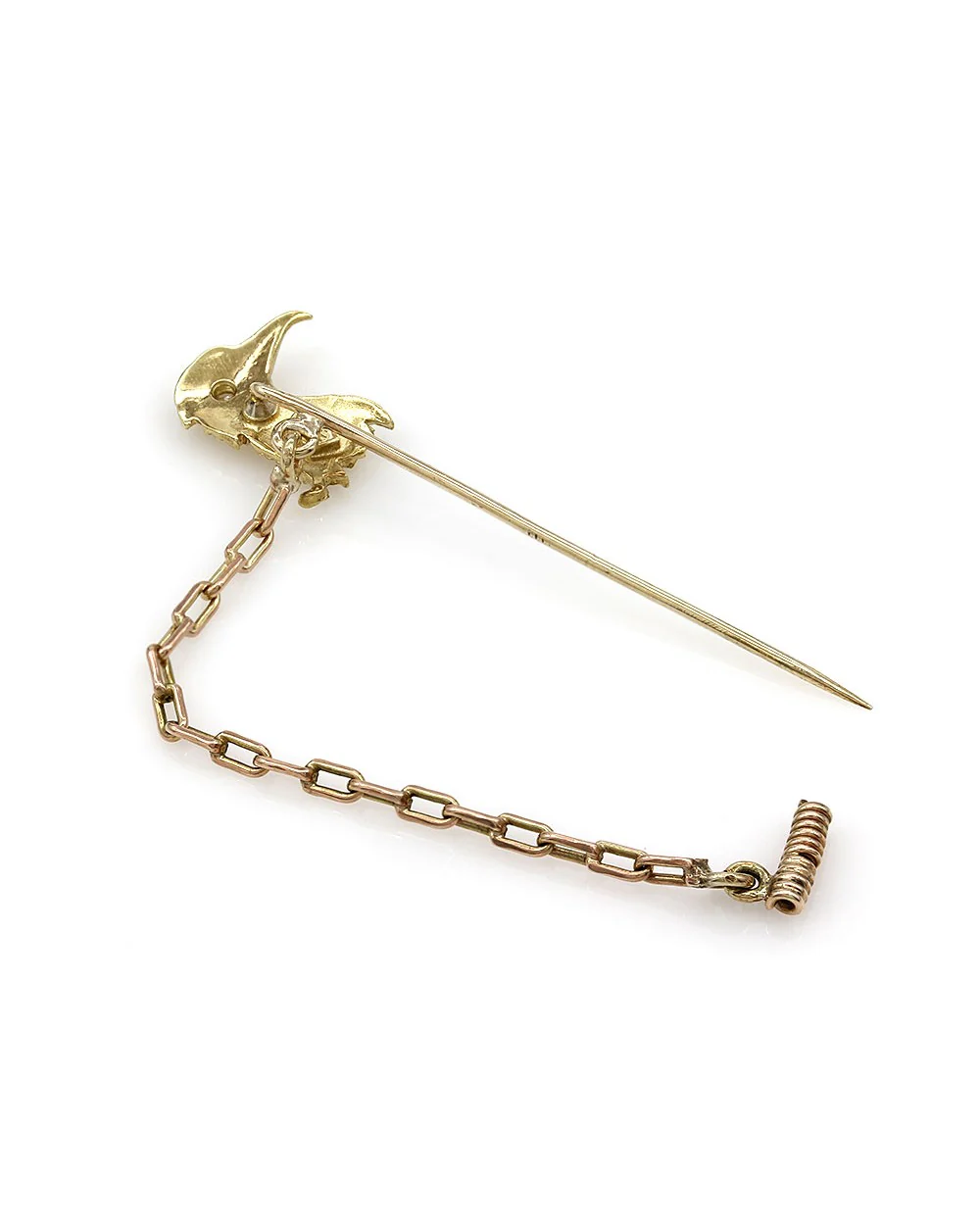 Textured Eagle Head Stick Pin with Diamond Eye in Yellow Gold - Image 2