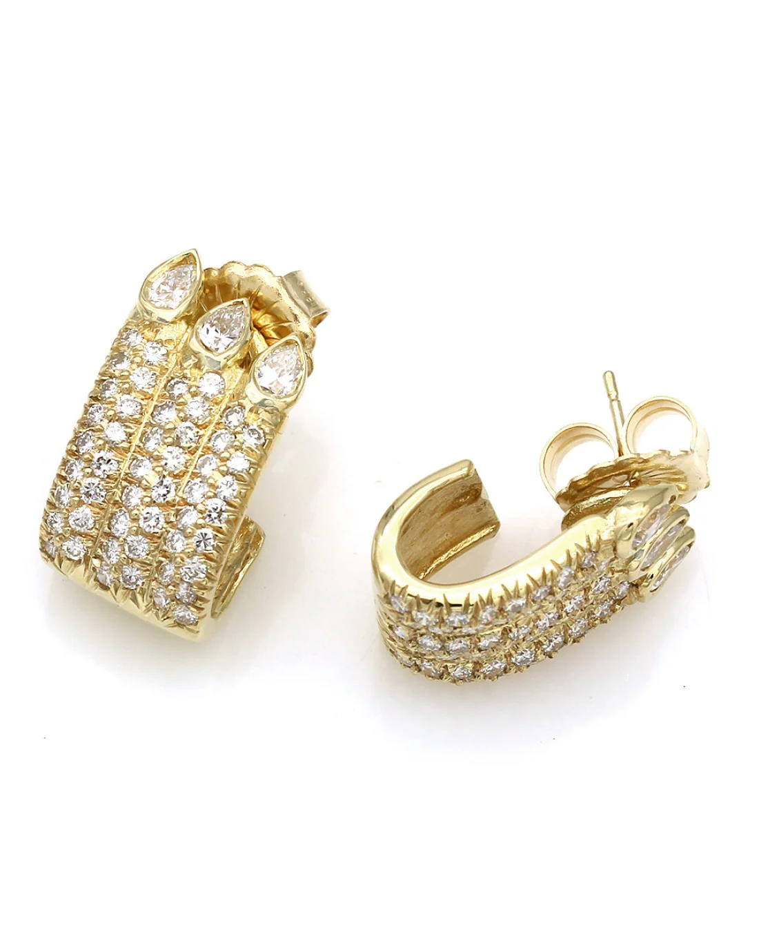Three Row Pear and Diamnd Pave Earrings - Image 2