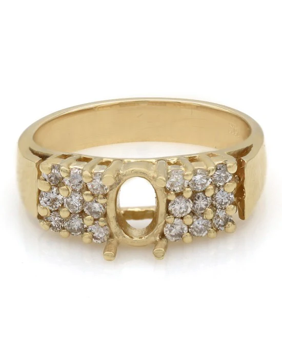 Three Row, Prong Set, Diamond Mounting in 14k Yellow Gold - Image 2