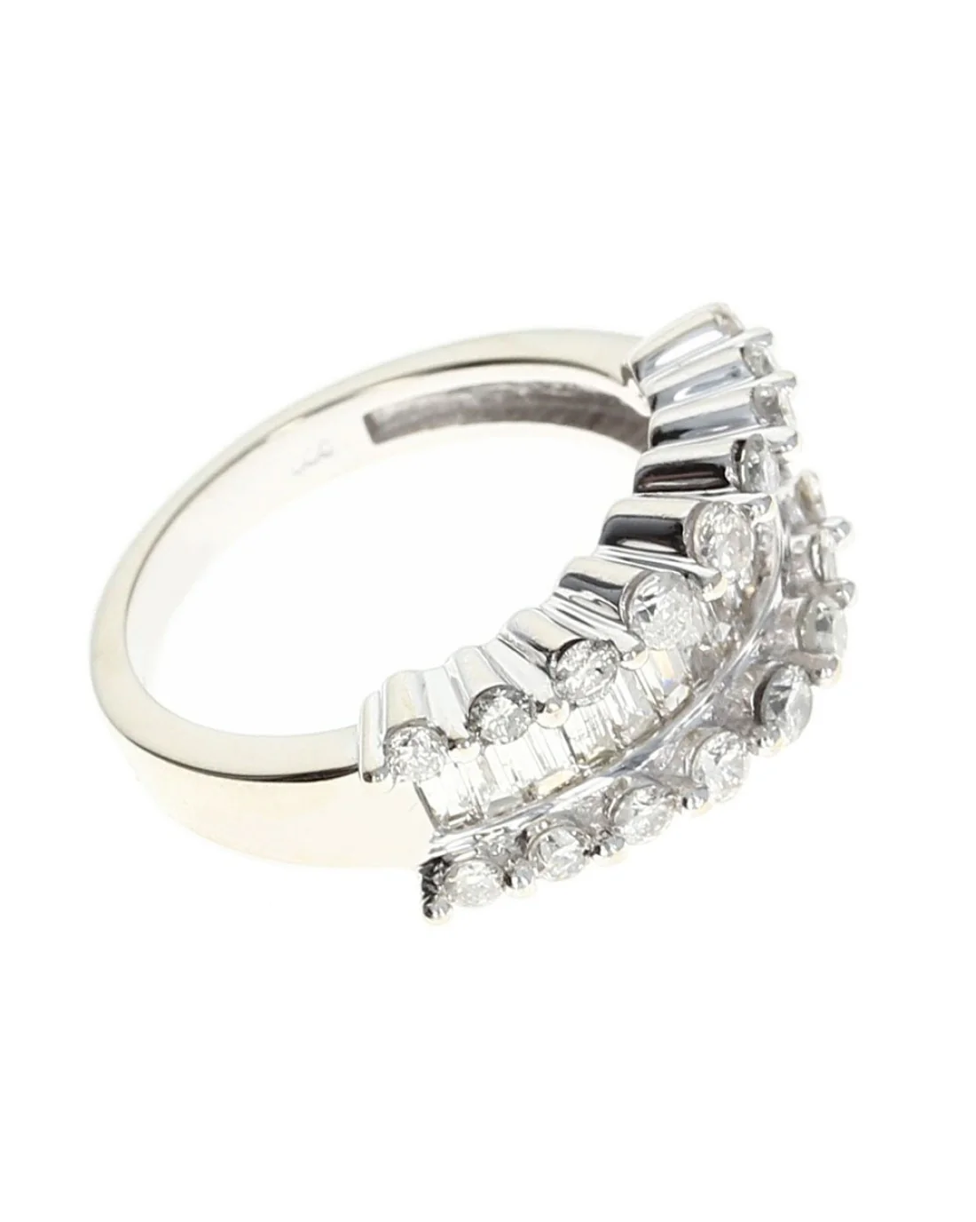 Three Row Round and Baguette Diamond Ring - Image 2