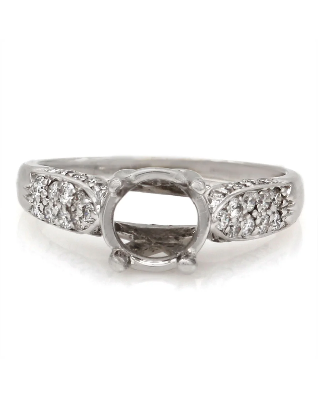 Three Sided Pave Diamond Mounting in Gold - Image 2