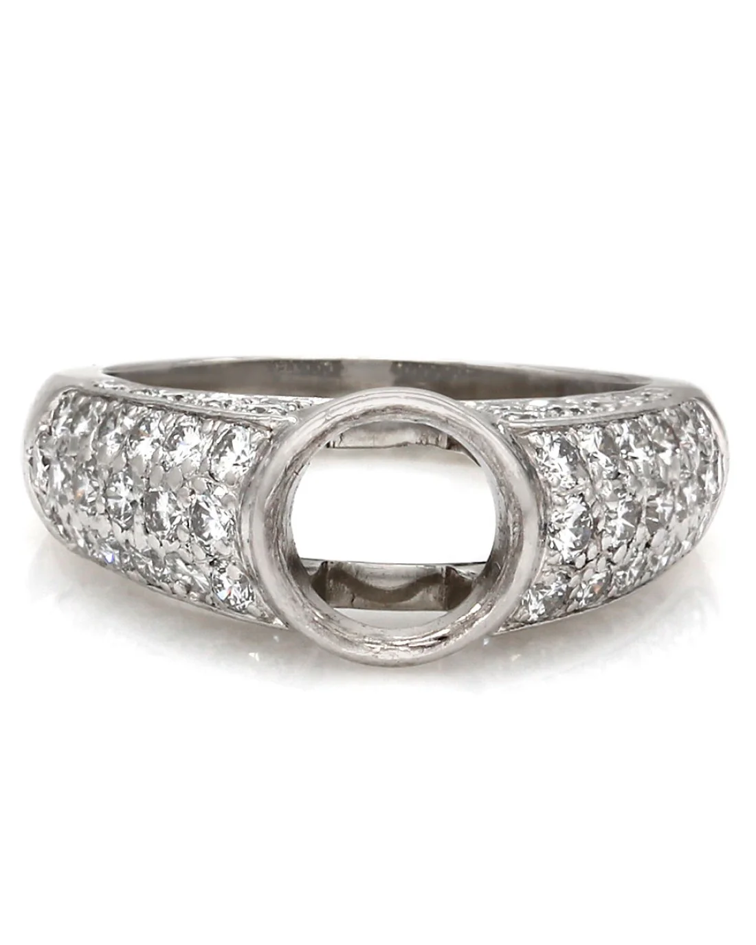 Three Sided Pave Diamond Mounting in Platinum - Image 2