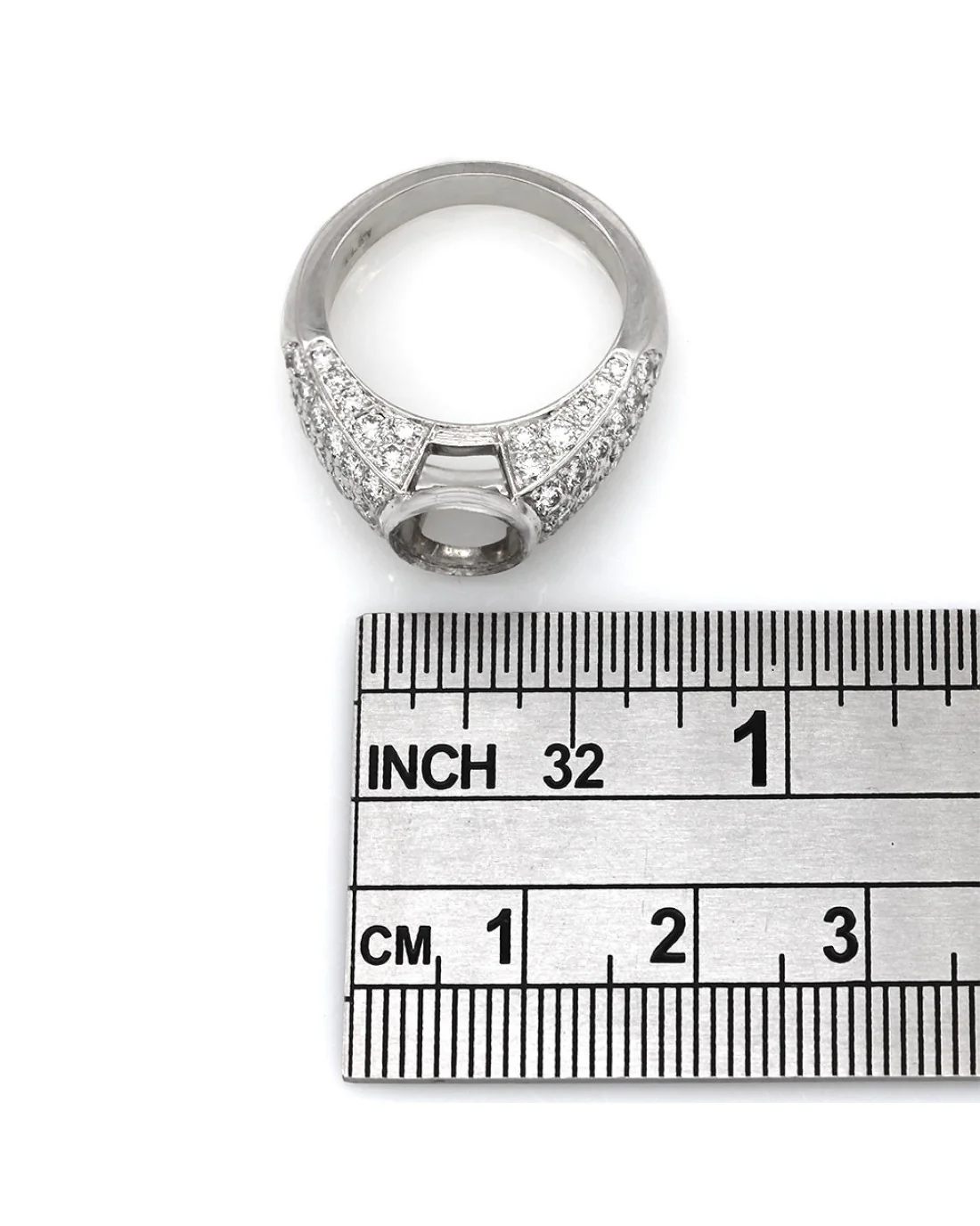 Three Sided Pave Diamond Mounting in Platinum - Image 3