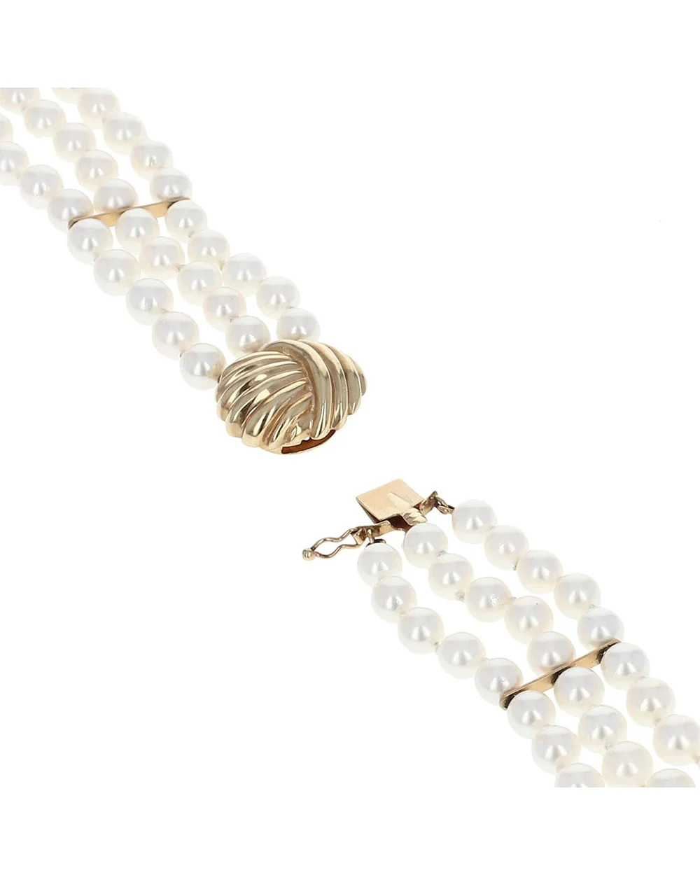 Three Strand Pearl Bracelet in 14K Yellow Gold - Image 2