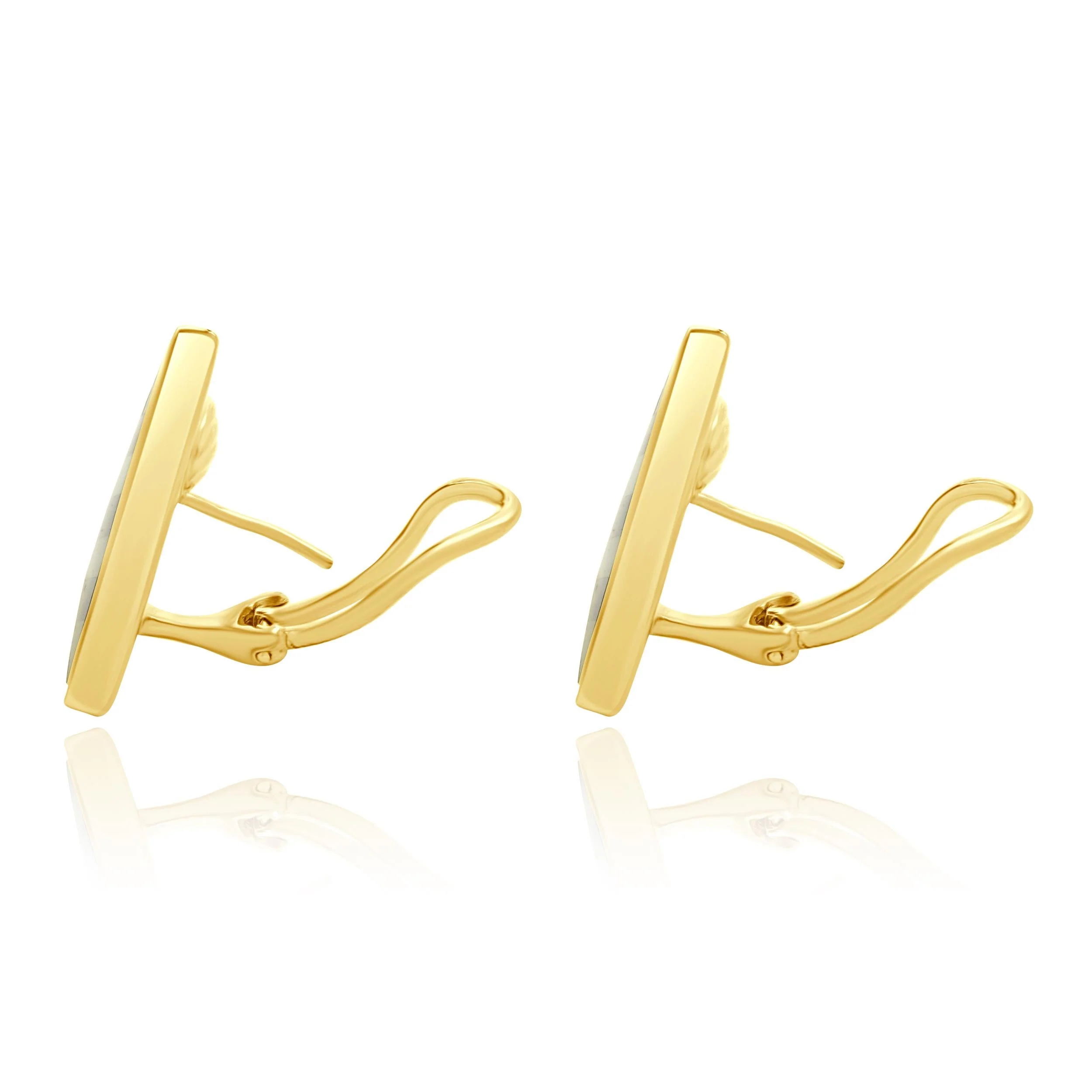Tiffany & Co. 18 Karat Yellow Gold Lapis & Mother of Pearl Sailboat Earrings - Image 3