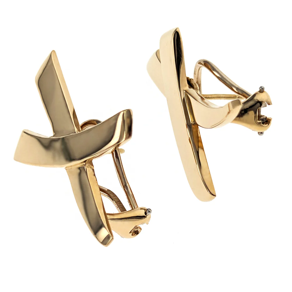Tiffany & Co. Paloma Picasso 18K Yellow Gold X Kiss Earrings - Image 4