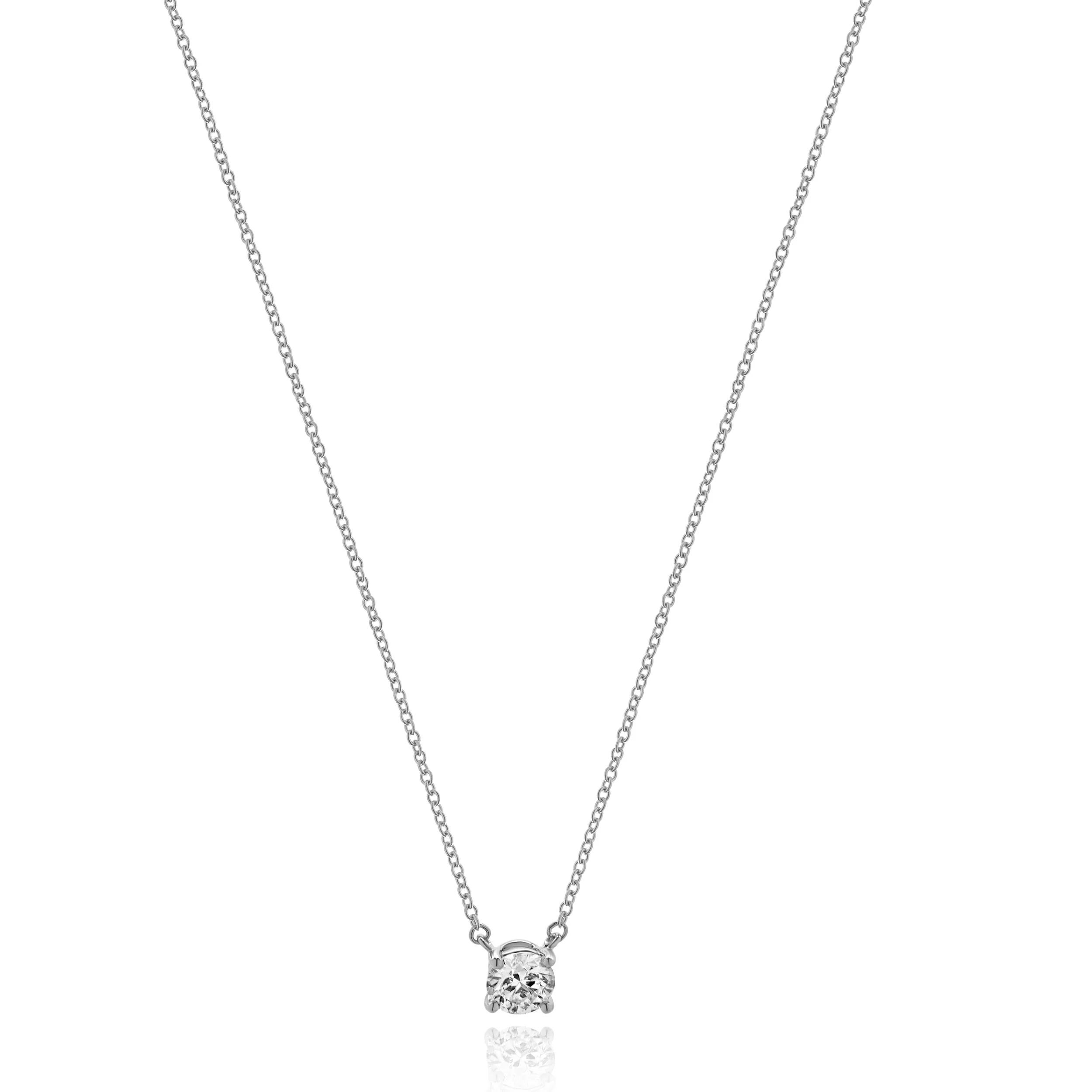 Tiffany & Co. Platinum Diamond Solitaire Necklace - Image 2