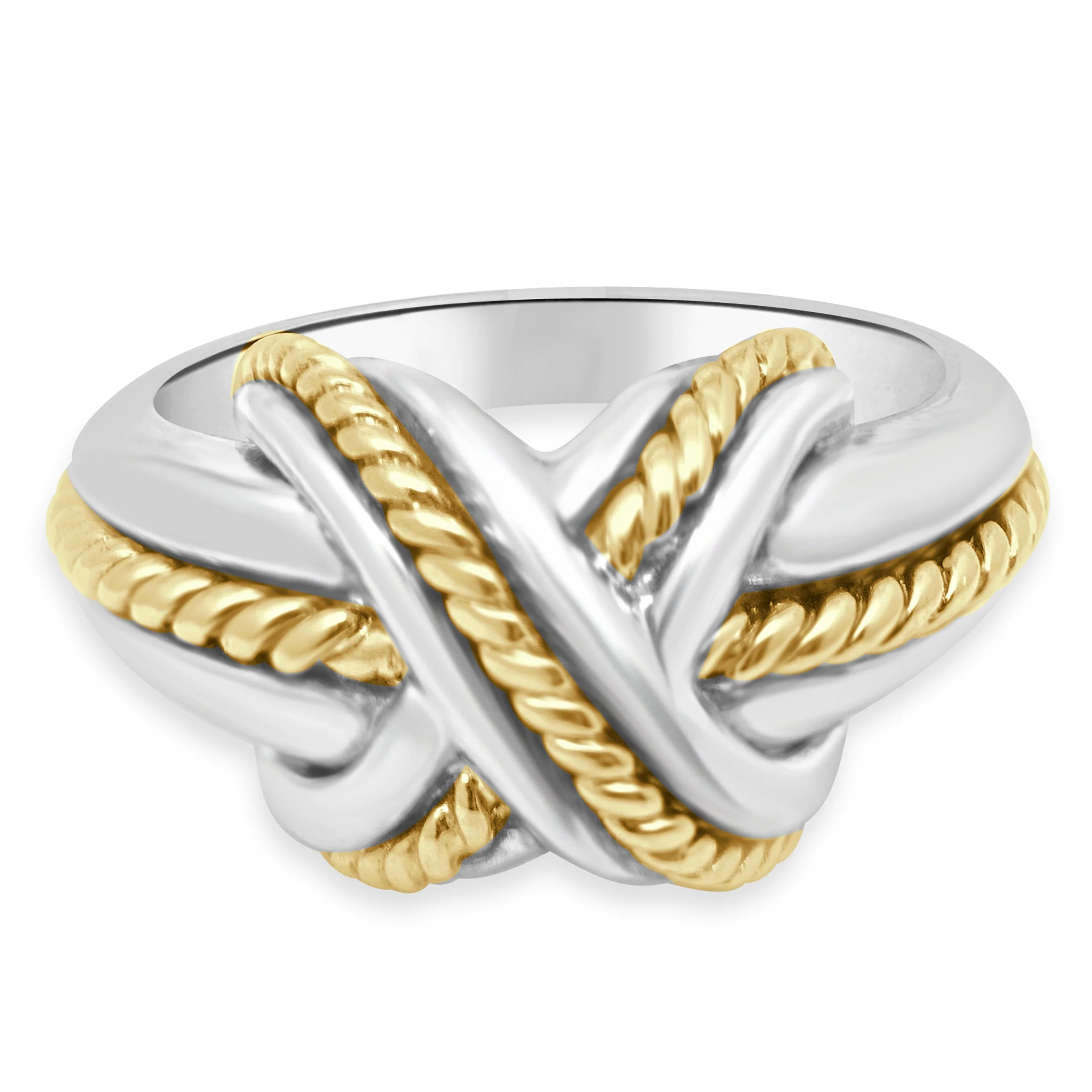 Tiffany & Co. Sterling Silver & 18 Karat Yellow Gold Signature Cross Ring