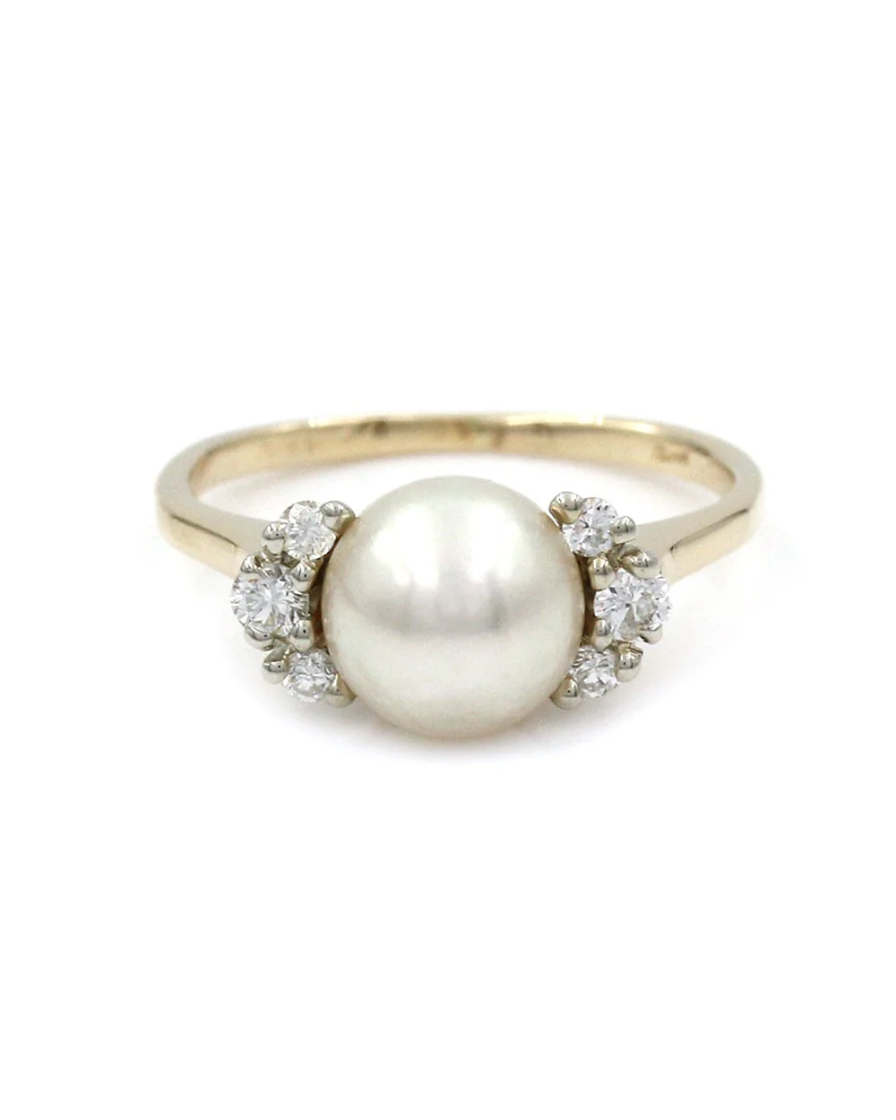 Tiffany Pearl and Diamond Ring in Gold - Image 2