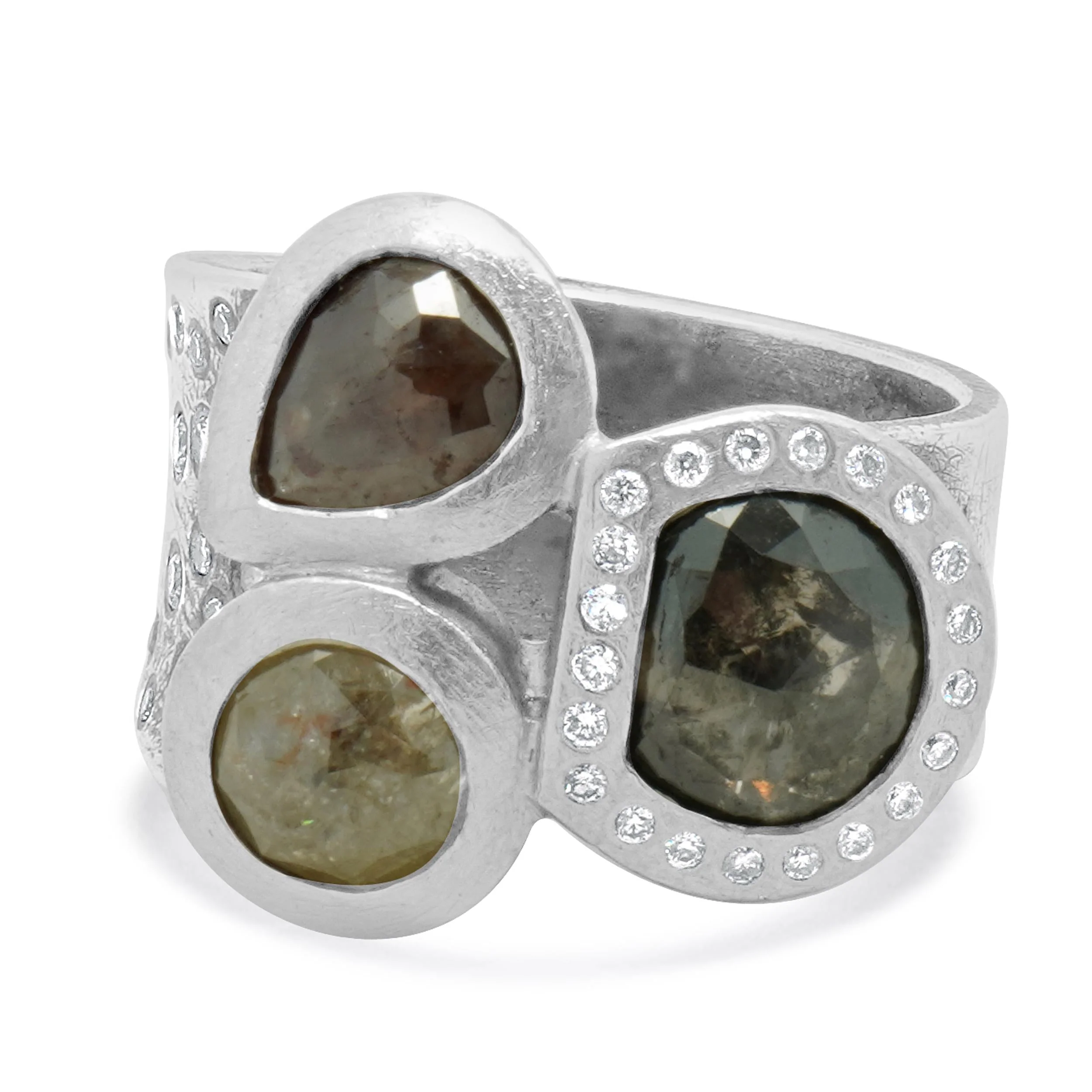 Todd Reed Palladium Fancy Cut Multi Colored Diamond Ring