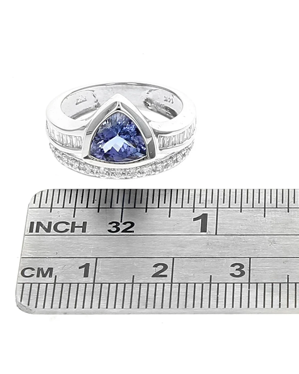 Trillion Tanzanite Diamond Tapered Ring - Image 3