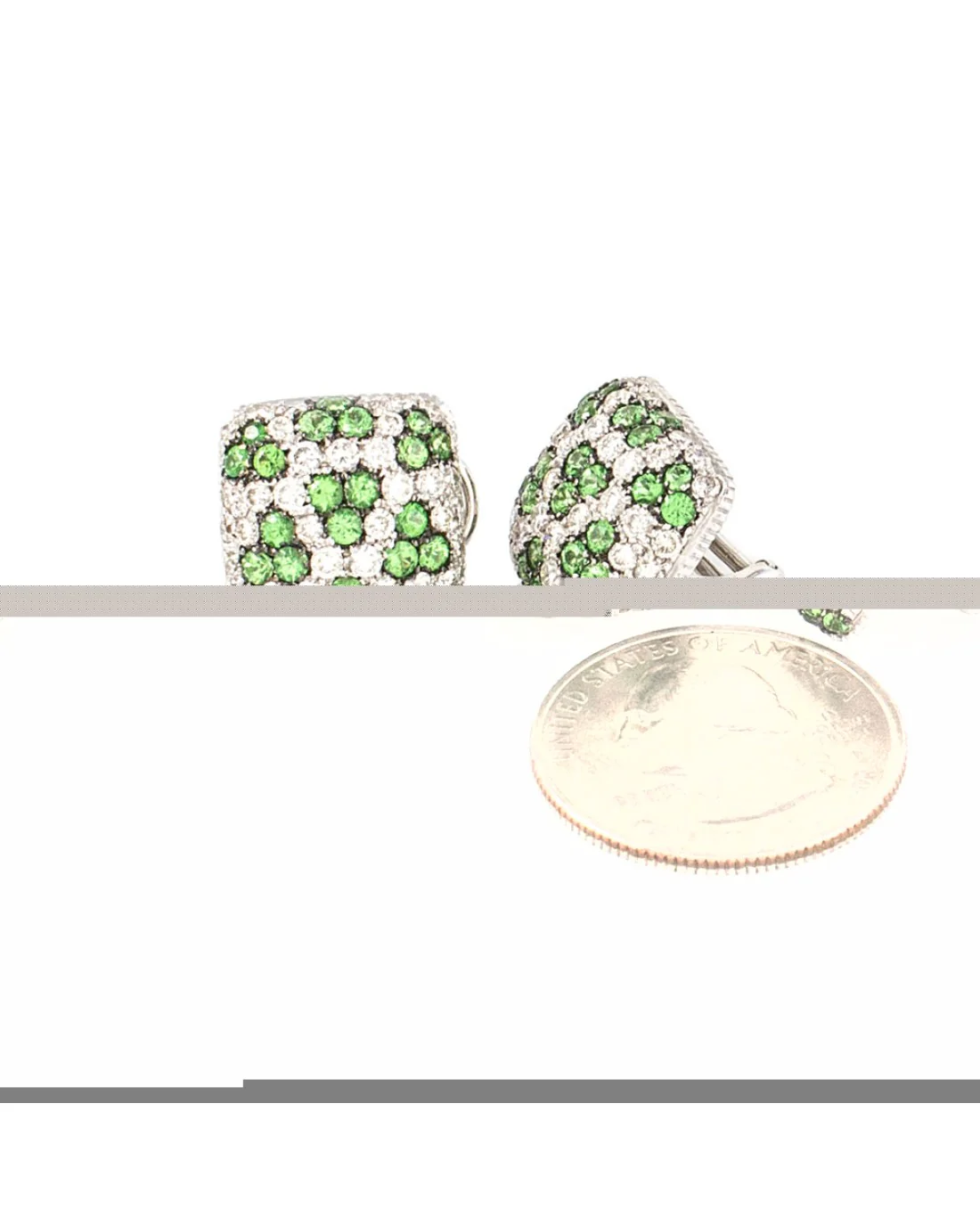 Tsavorite ad Diamond Square Cushion Earrings - Image 3