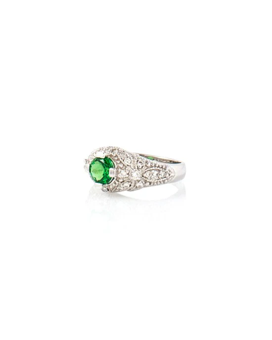 Tsavorite Garnet and Diamond Ring in Gold - Image 2