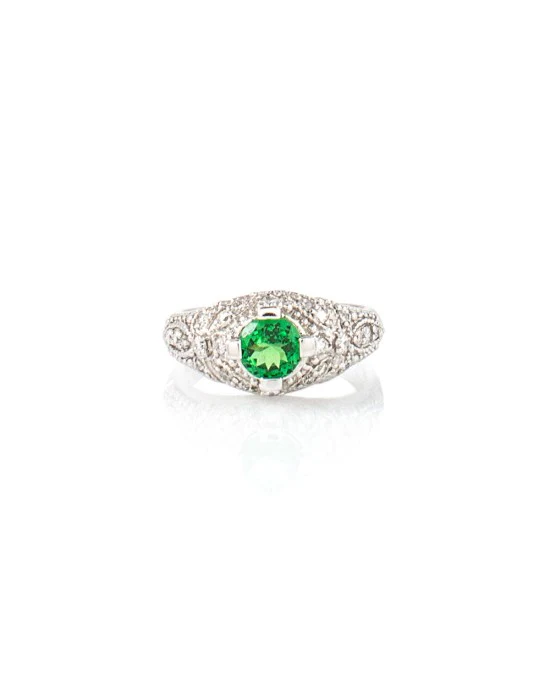 Tsavorite Garnet and Diamond Ring in Gold - Image 3