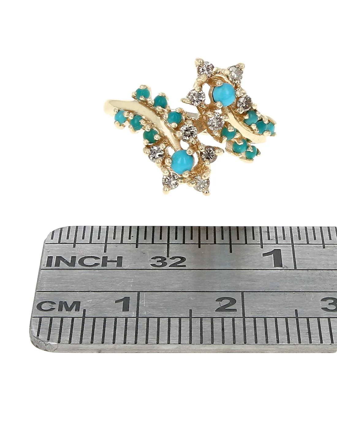 Turquoise and Diamond Bypass Star Ring - Image 3