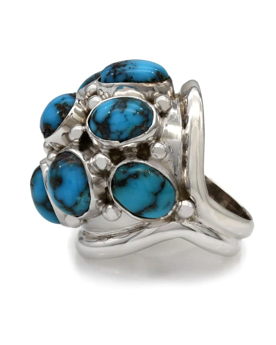 Turquoise Cabachon Dome Ring - Image 3
