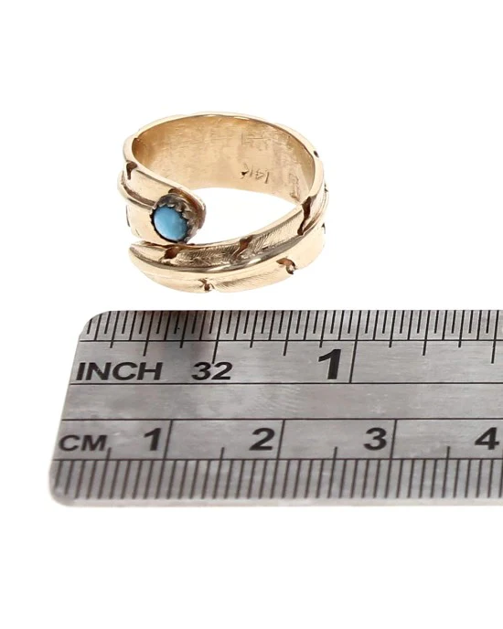 Turquoise Cabochon Feather Wrap Ring - Image 3