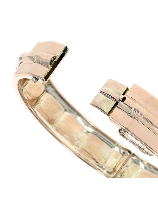 Turquoise Cabochon Station Bangle Bracelet in Rose Gold - Image 2