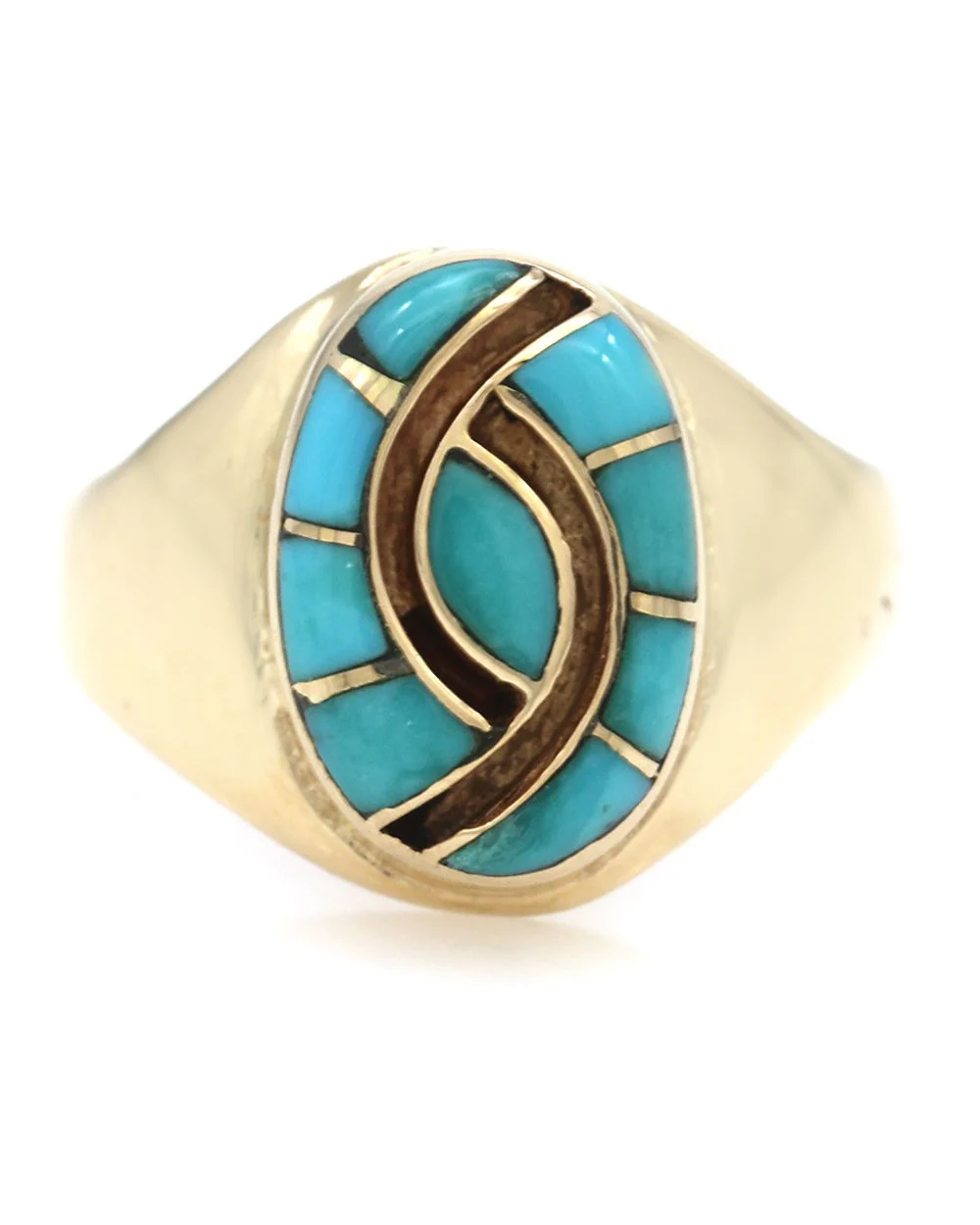 Turquoise Panel Inlay Tapered Ring - Image 2