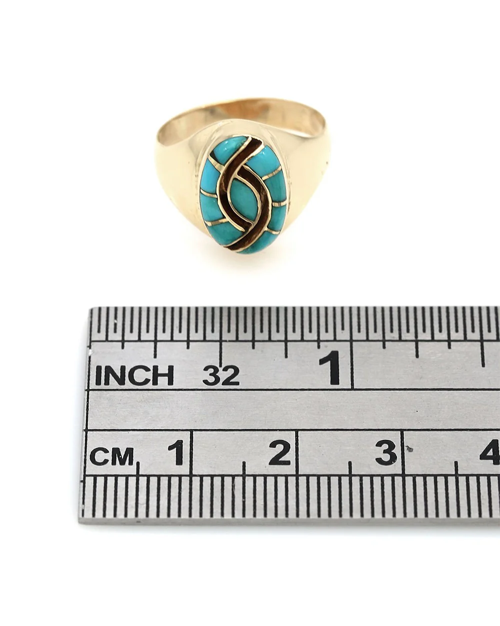 Turquoise Panel Inlay Tapered Ring - Image 3