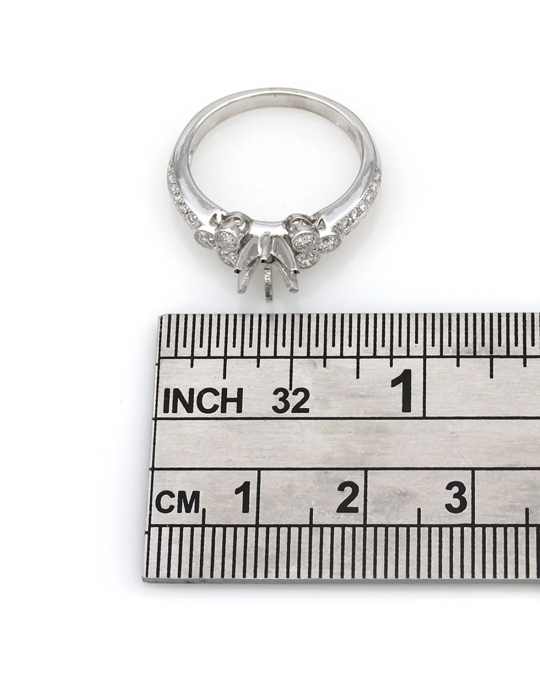 Two Row, Bezel Set, Diamond Mounting with Milgrain in 18k White Gold - Image 4