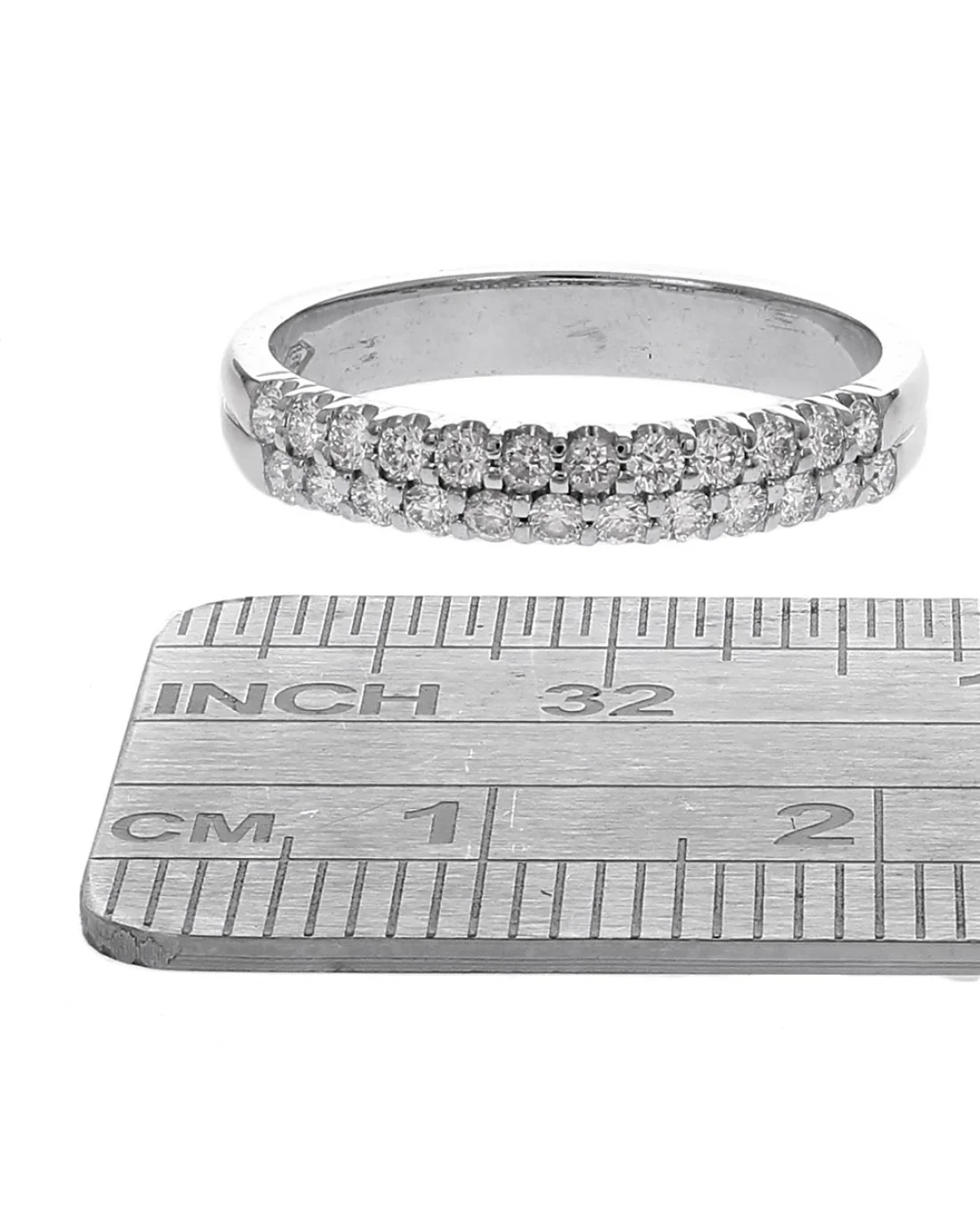Two Row Diamond Band in White Gold - Image 3