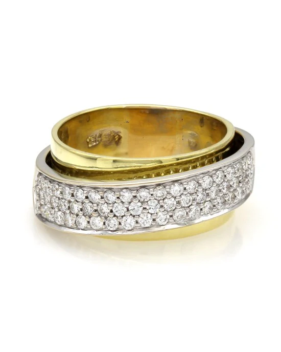 Two Tone Band in Band Diamond Pave Ring - Image 2