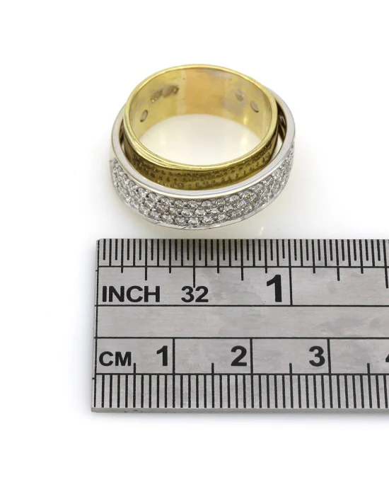 Two Tone Band in Band Diamond Pave Ring - Image 3