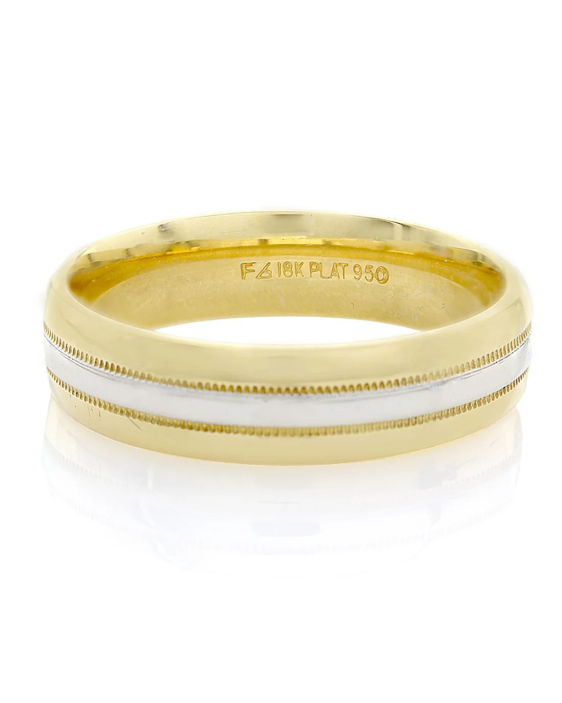 Two Tone Milgrain Band in Gold and Platinum - Image 2