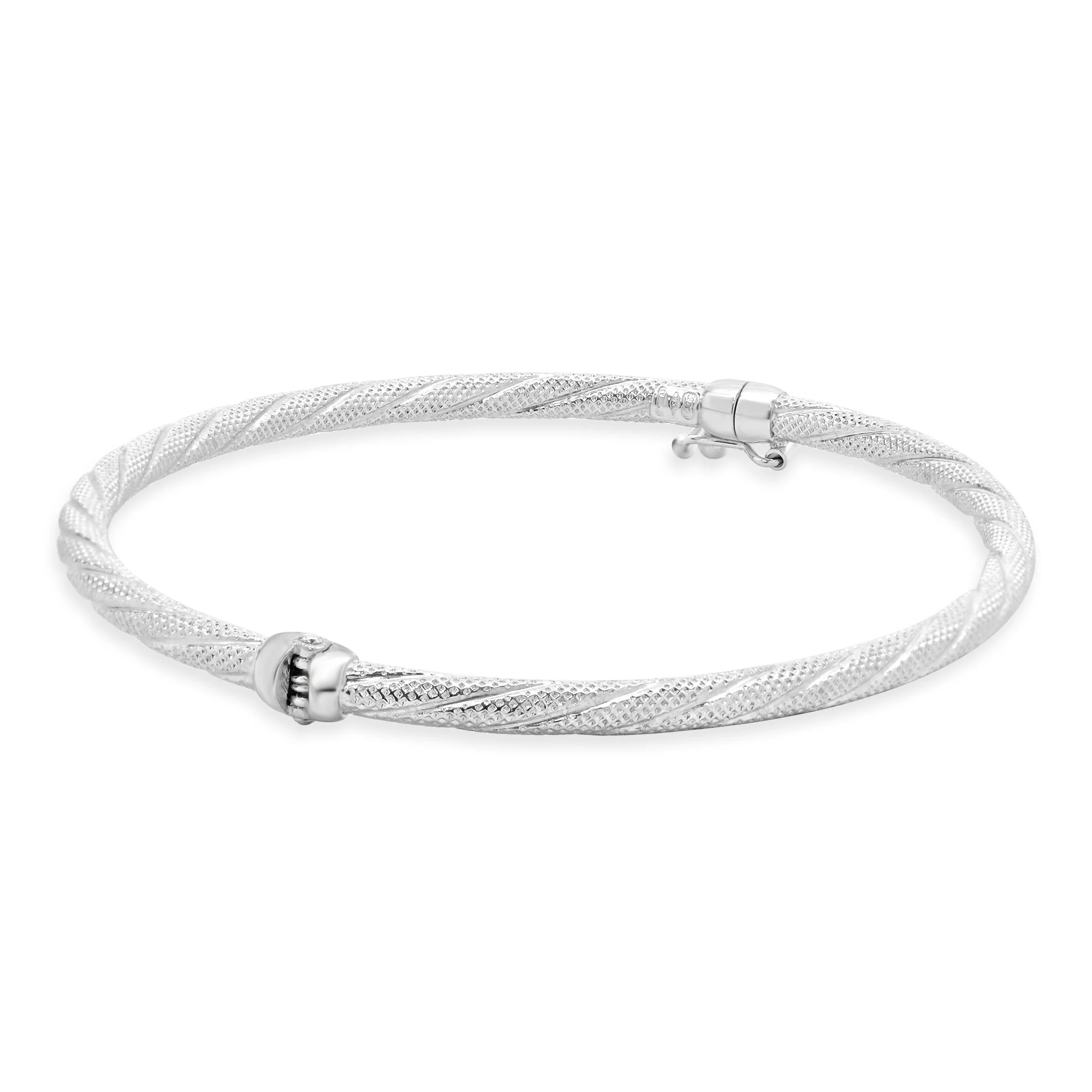 Unoaerre 18 Karat White Gold Textured Twisted Bangle Bracelet - Image 3